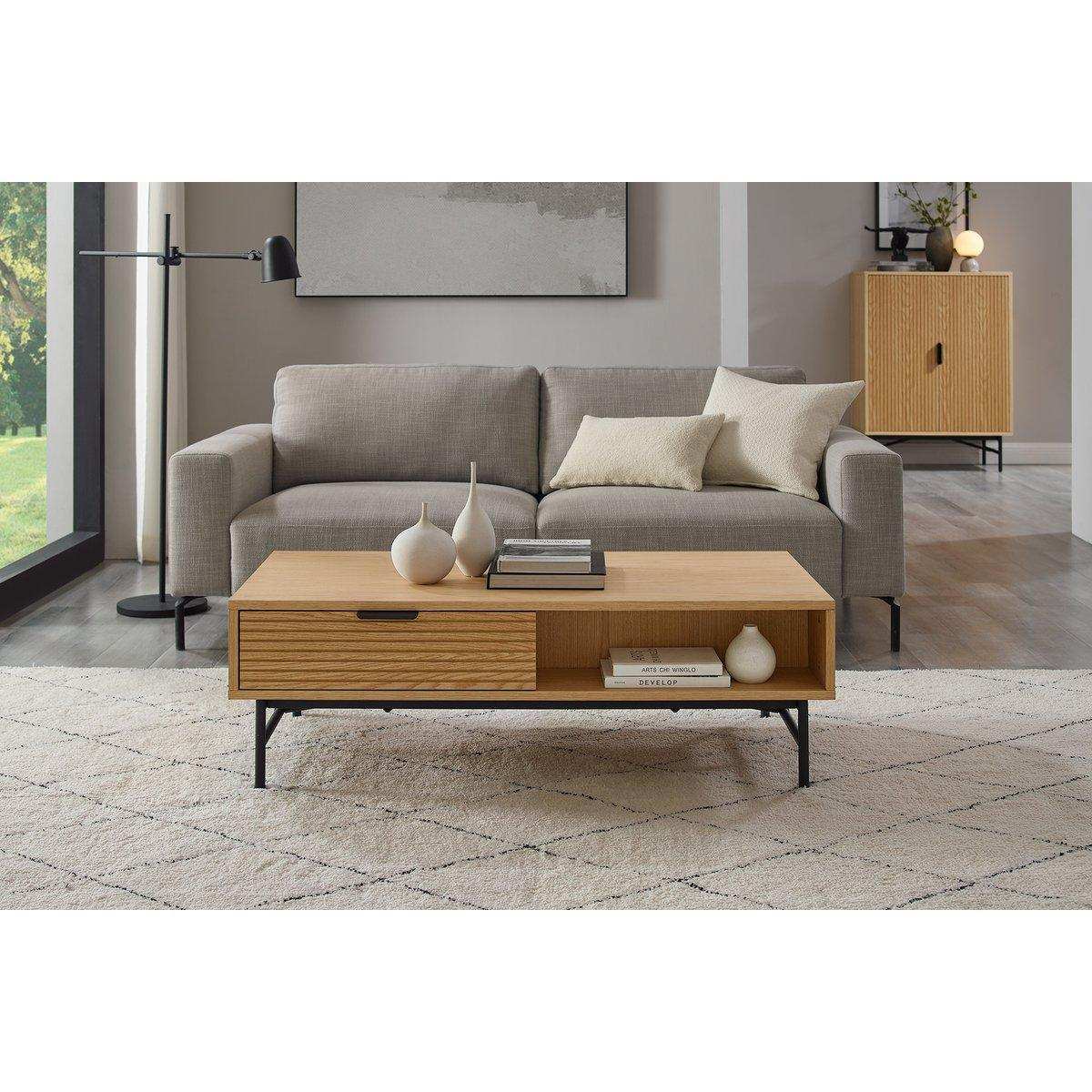 Couchtisch 120x60 cm Eiche Echtholzfurnier - HomeDesign Knaus