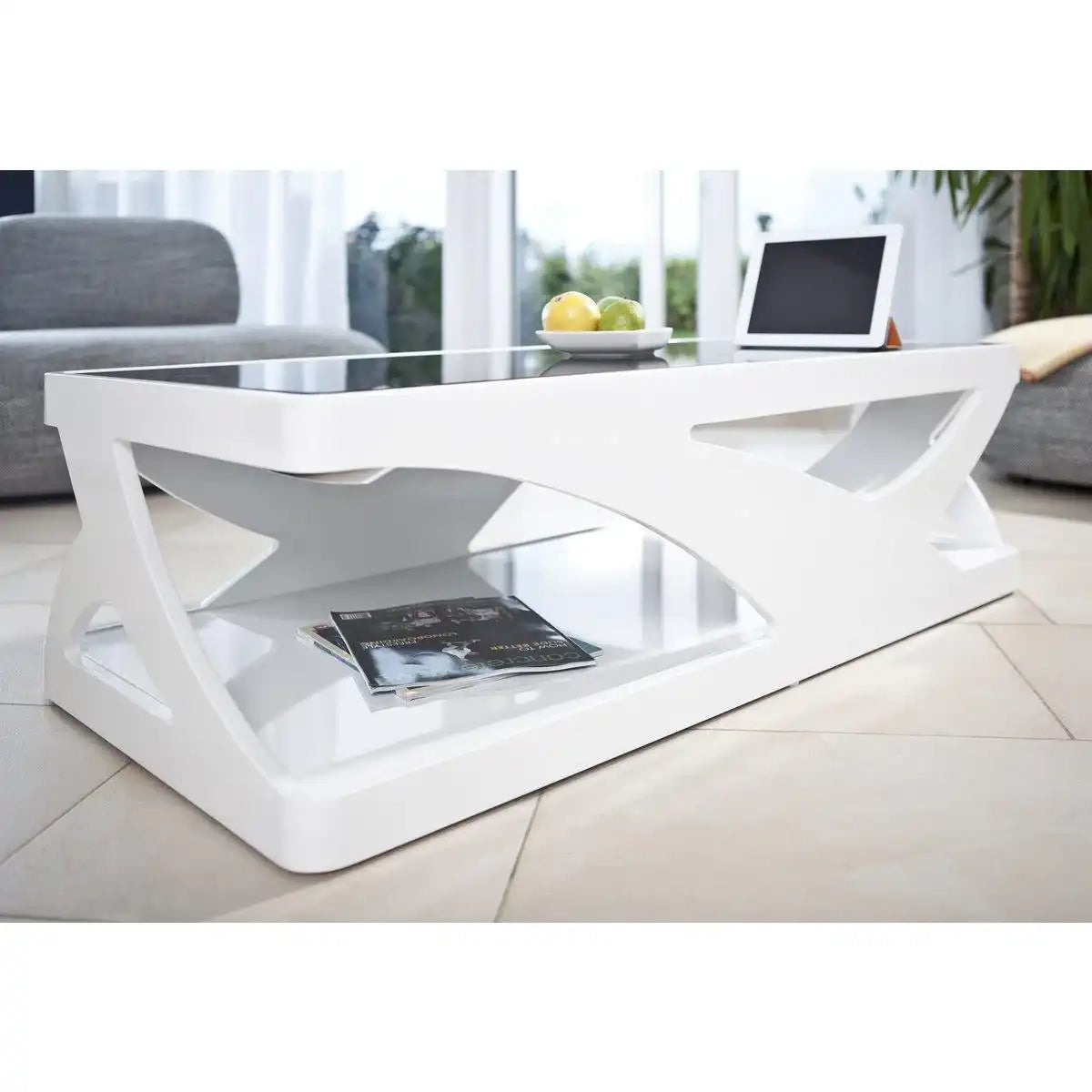 Couchtisch 120x60x38 cm weiß/schwarz - HomeDesign Knaus