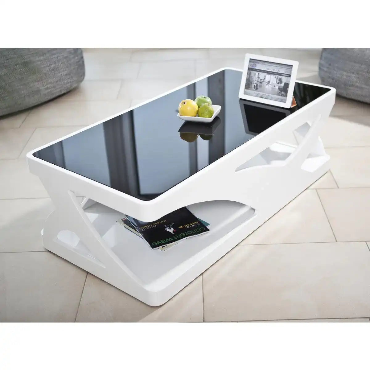 Couchtisch 120x60x38 cm weiß/schwarz - HomeDesign Knaus