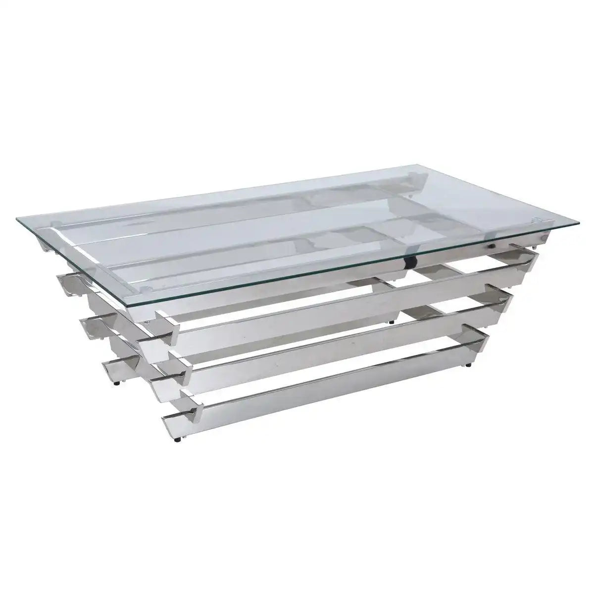 Couchtisch 130x70 cm Silber/Klarglas - HomeDesign Knaus