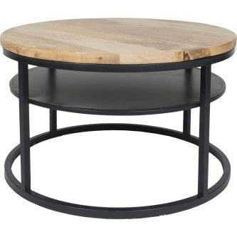 Couchtisch Delhi Schwarzes Mangoholz Rund 70 cm - HomeDesign Knaus