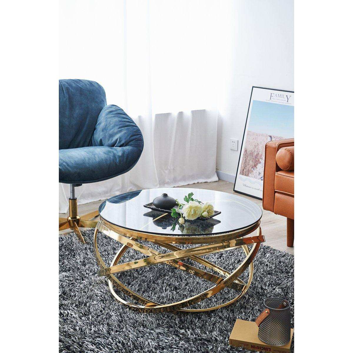 Couchtisch Gold/Grau Ø 80 cm - HomeDesign Knaus