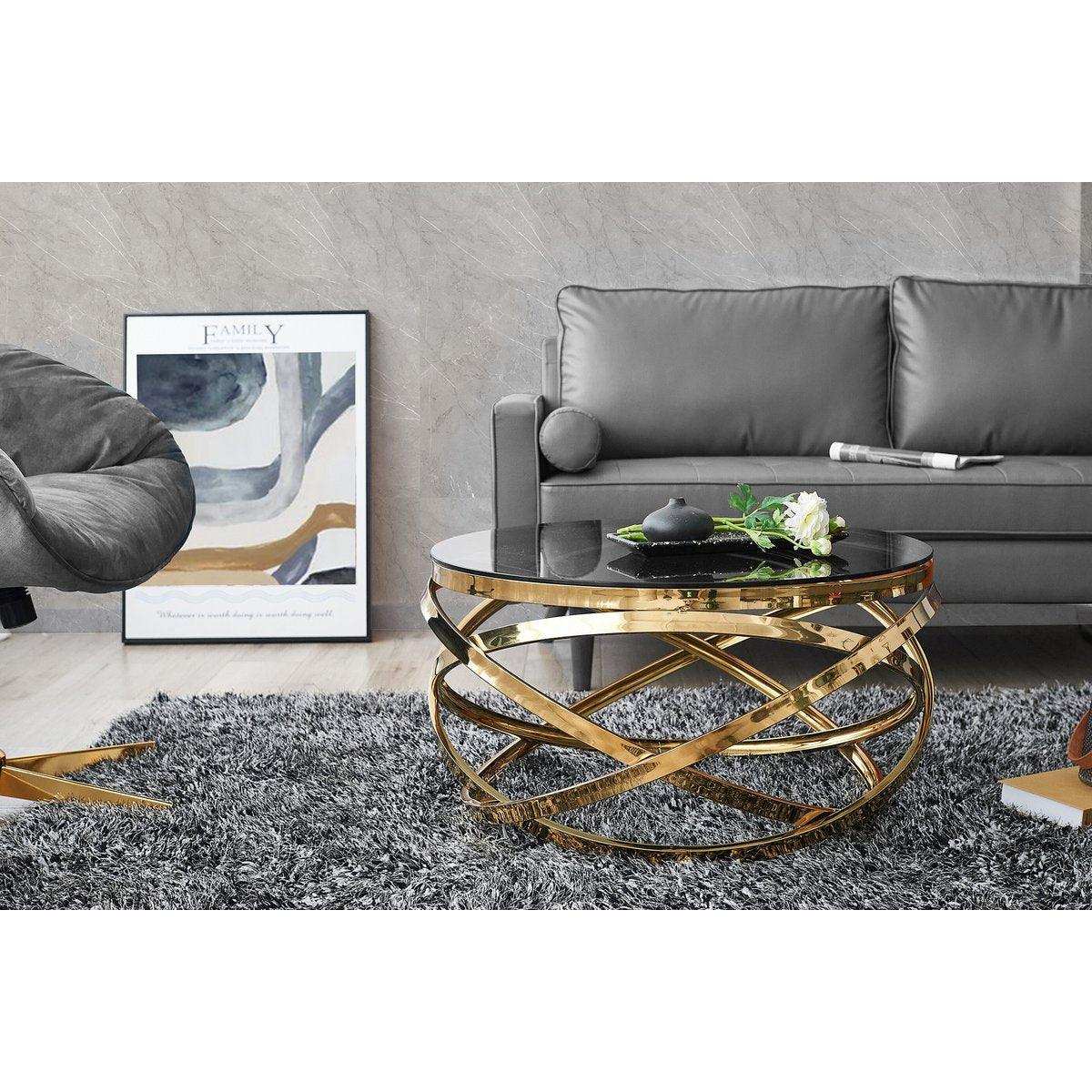 Couchtisch Gold/Grau Ø 80 cm - HomeDesign Knaus