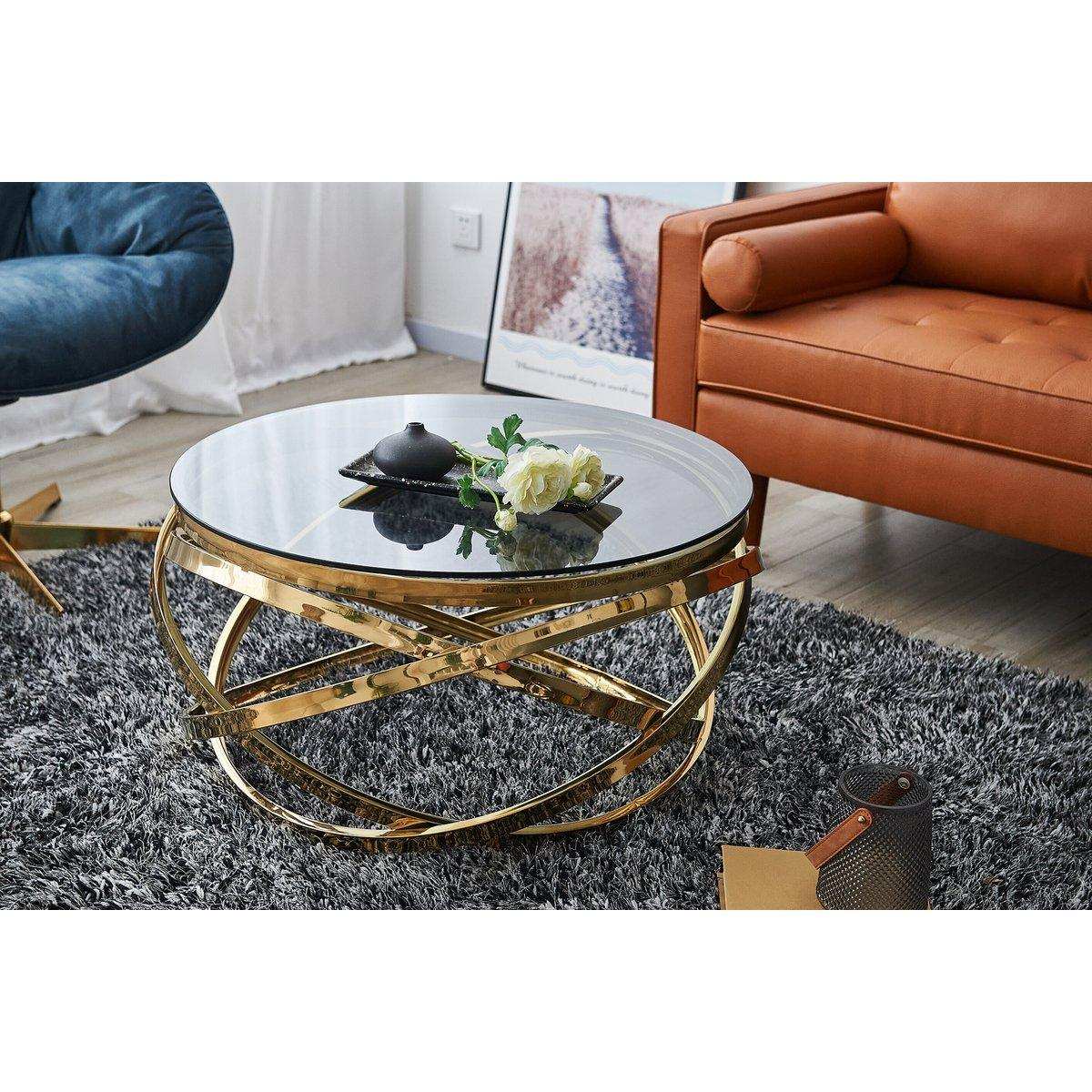 Couchtisch Gold/Grau Ø 80 cm - HomeDesign Knaus