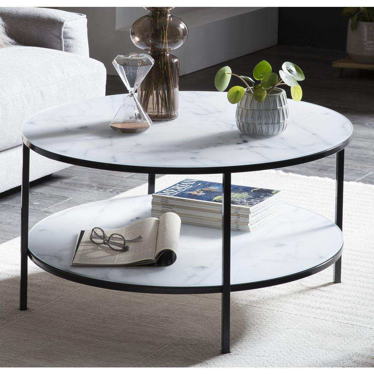 Couchtisch mit 2 Ablagen Ø 80 cm - HomeDesign Knaus