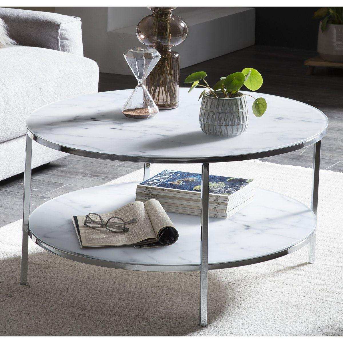 Couchtisch mit 2 Ablagen Ø 80 cm - HomeDesign Knaus
