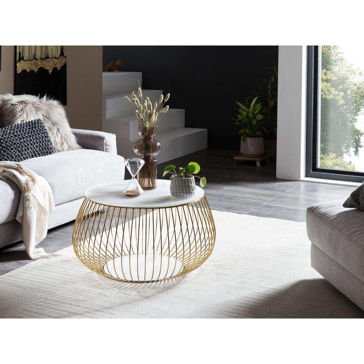 Couchtisch mit Metallkorb Ø 72 cm - HomeDesign Knaus