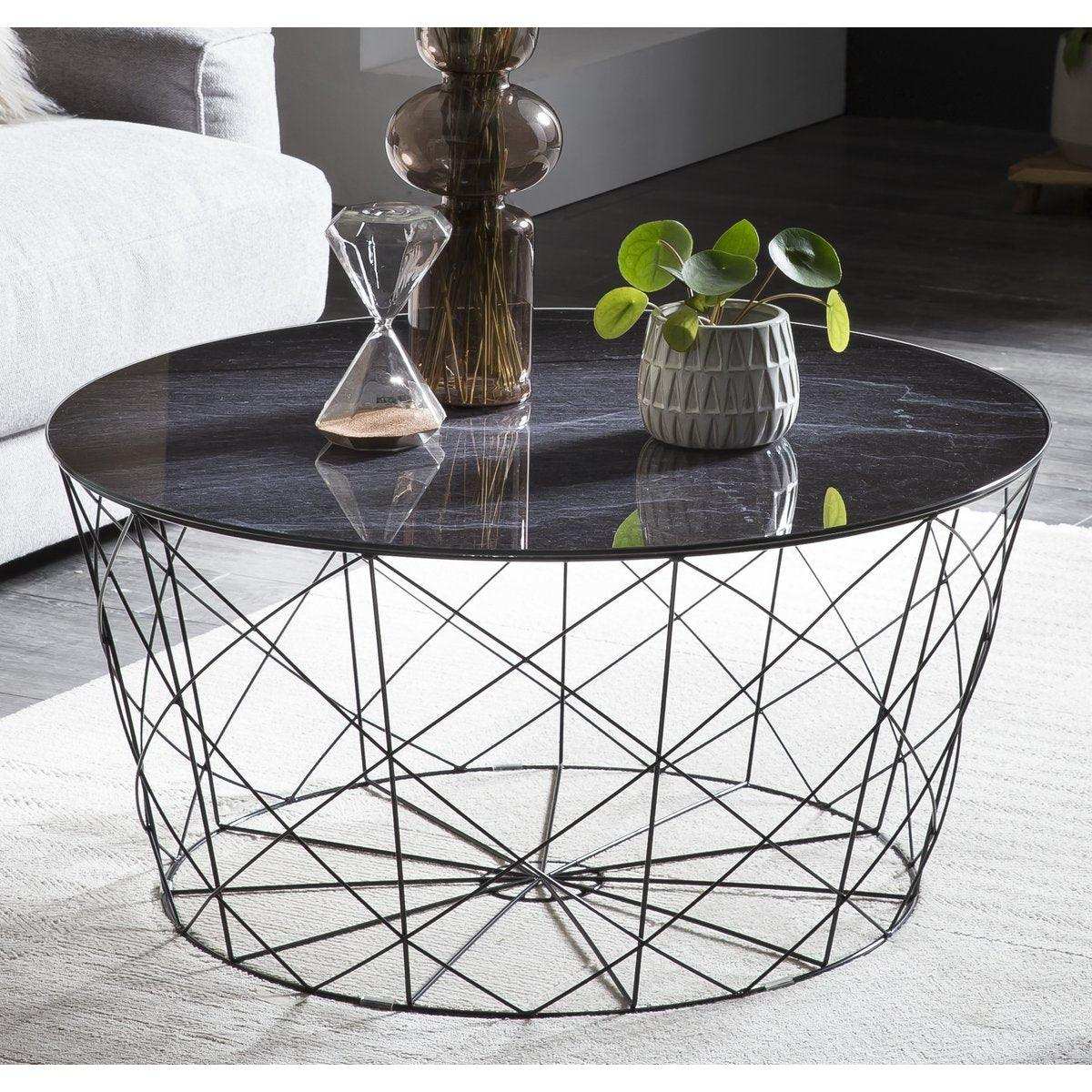 Couchtisch mit Metallkorb Ø 80 cm - HomeDesign Knaus