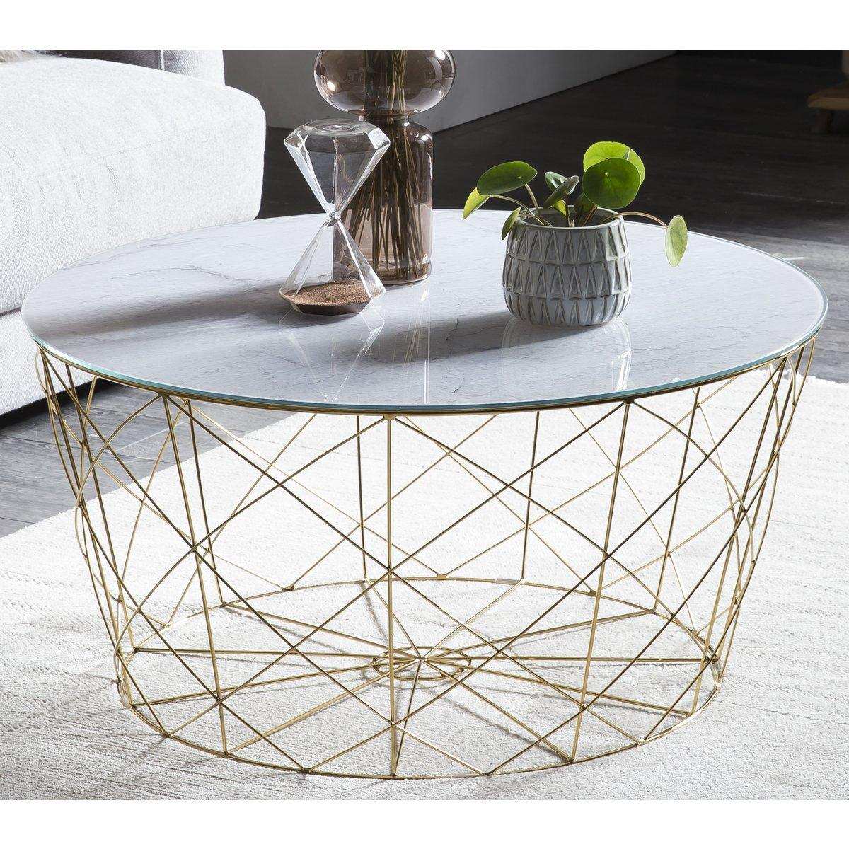 Couchtisch mit Metallkorb Ø 80 cm - HomeDesign Knaus