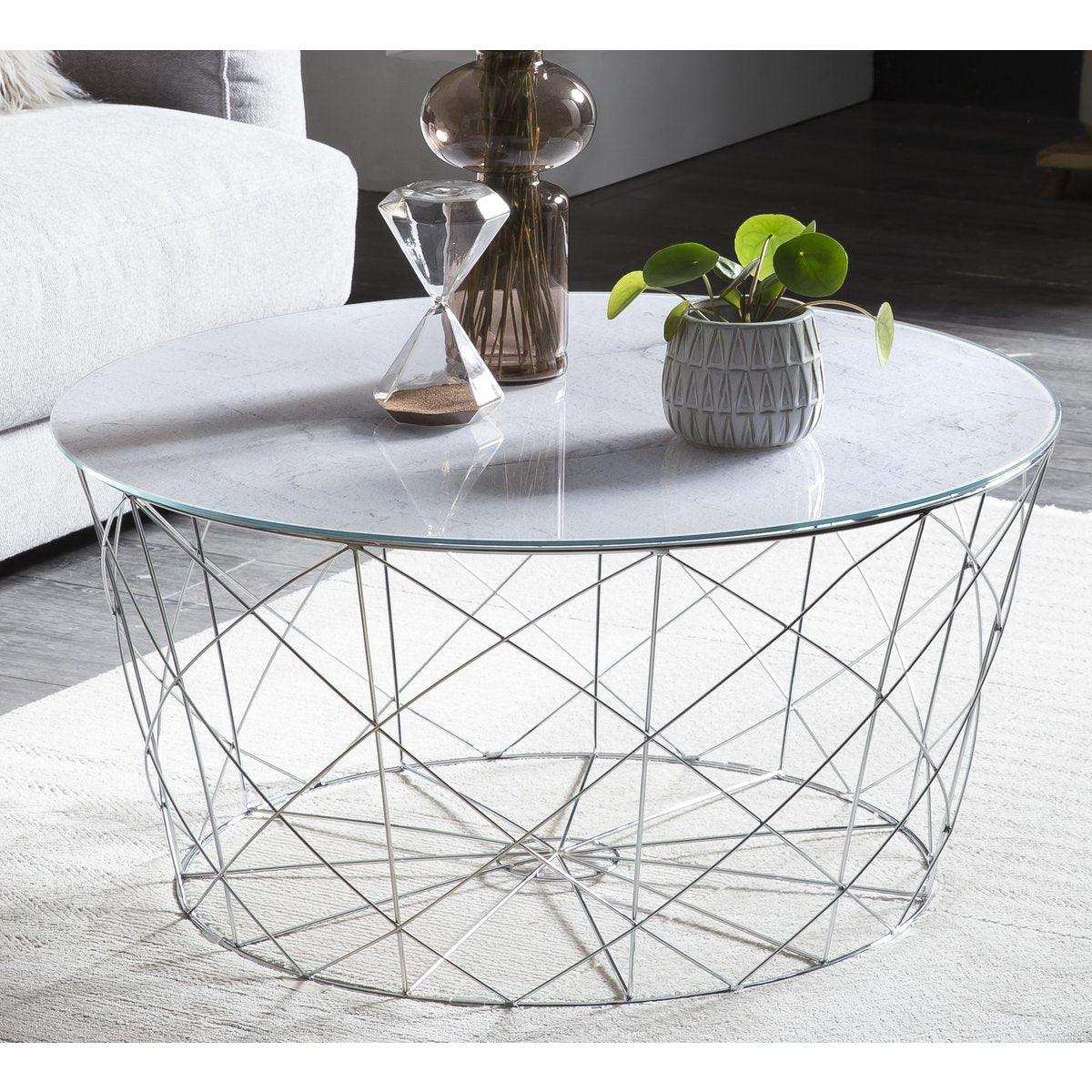 Couchtisch mit Metallkorb Ø 80 cm - HomeDesign Knaus