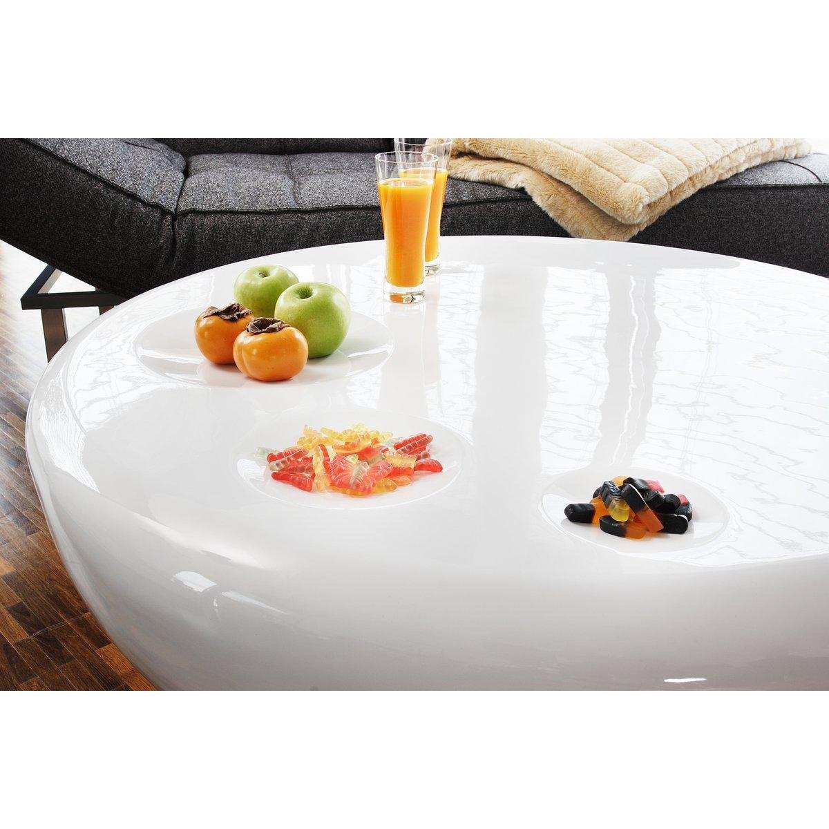 Couchtisch Ø 100 cm rund weiß Fiberglas - HomeDesign Knaus