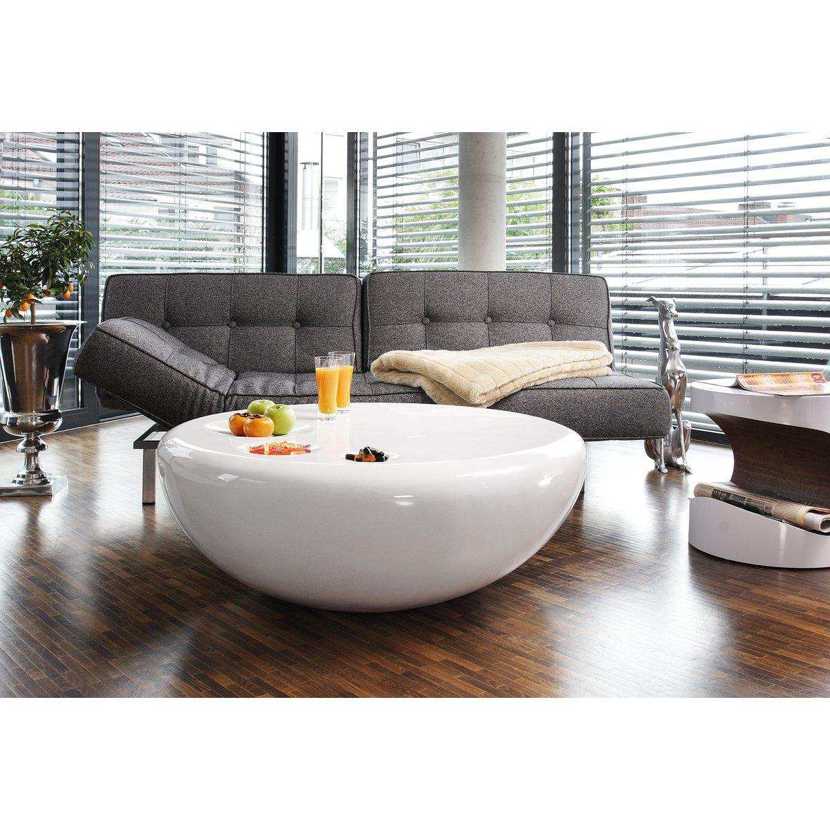 Couchtisch Ø 100 cm rund weiß Fiberglas - HomeDesign Knaus
