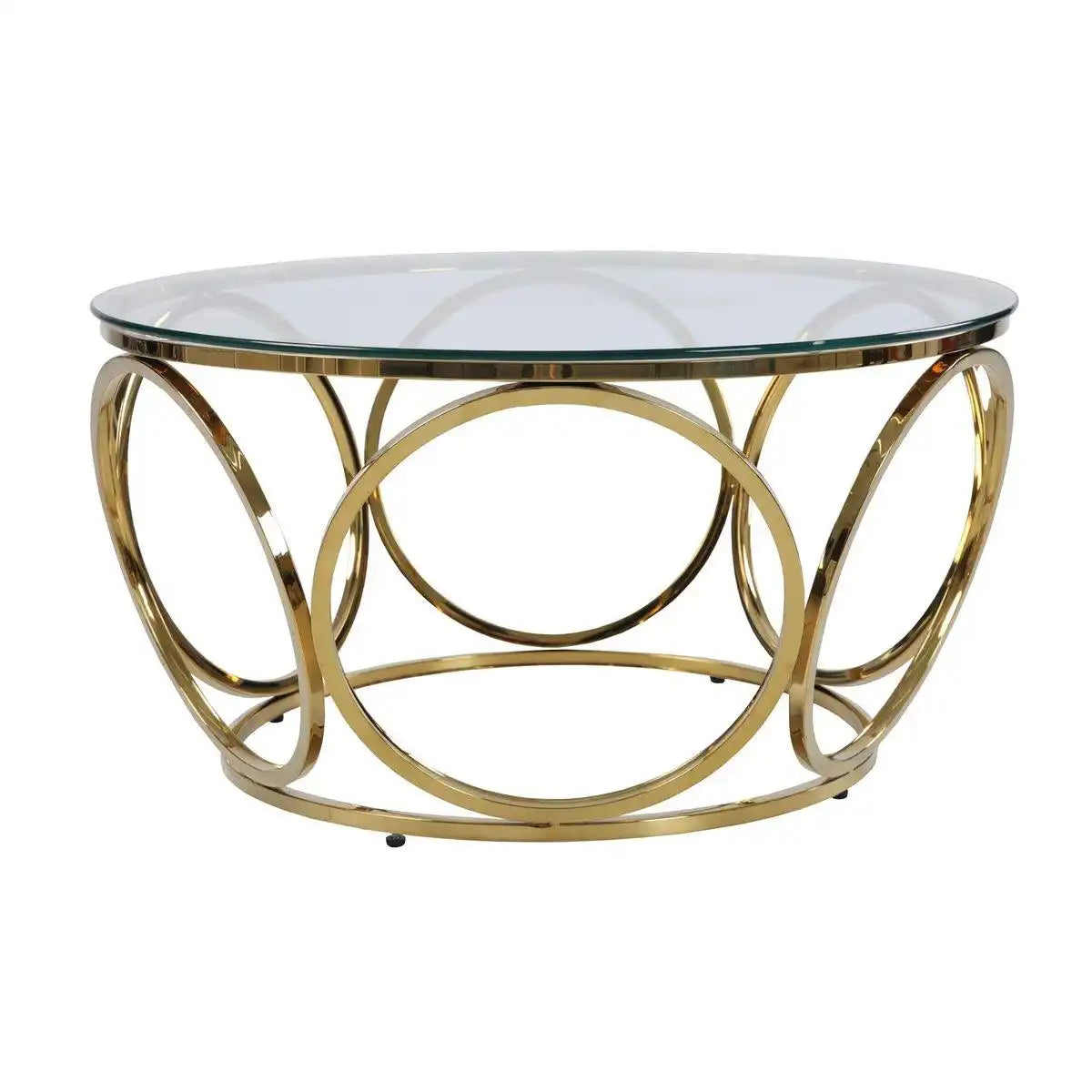 Couchtisch Ø 80 cm Gold/Klarglas - HomeDesign Knaus