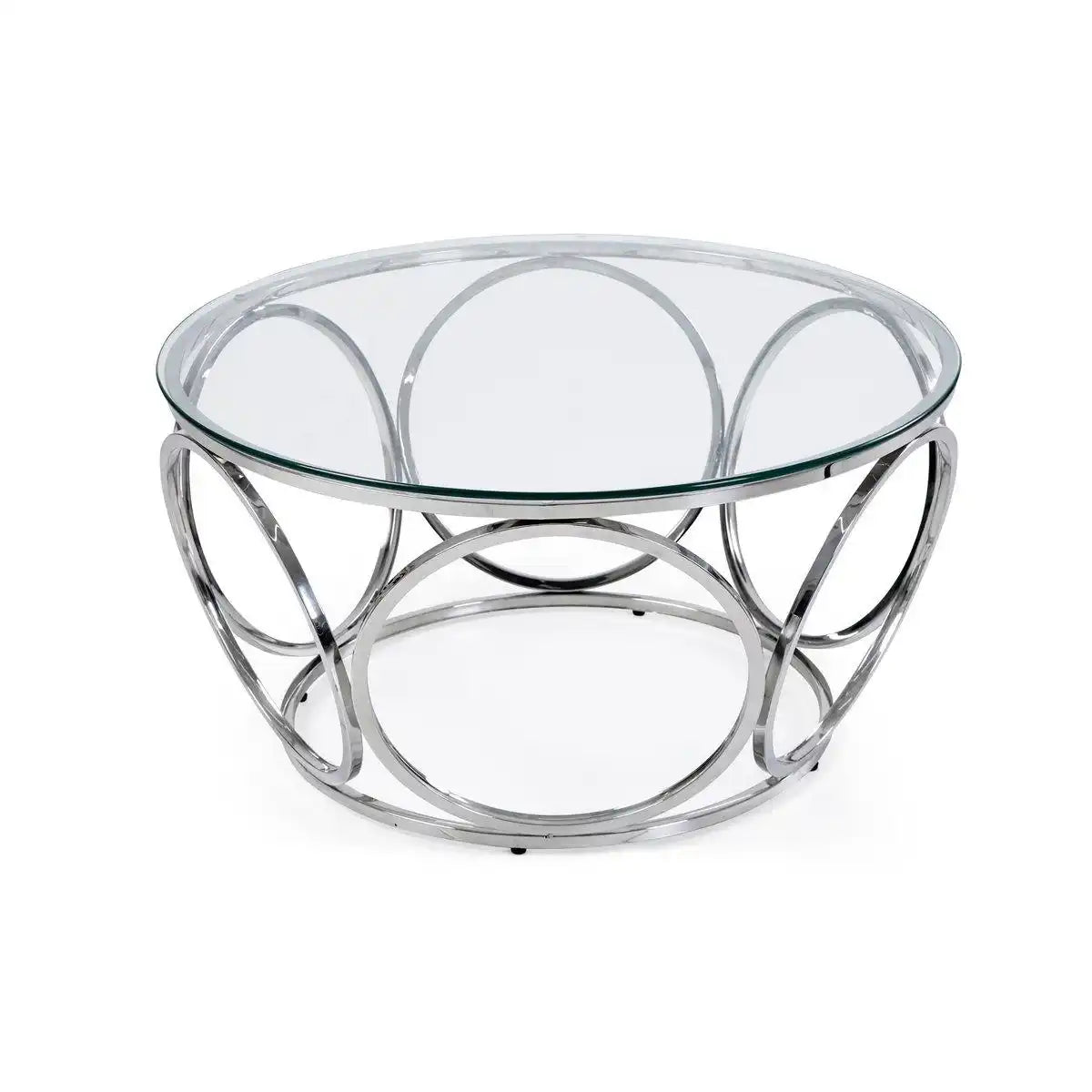 Couchtisch Ø 80 cm Silber/Klarglas - HomeDesign Knaus