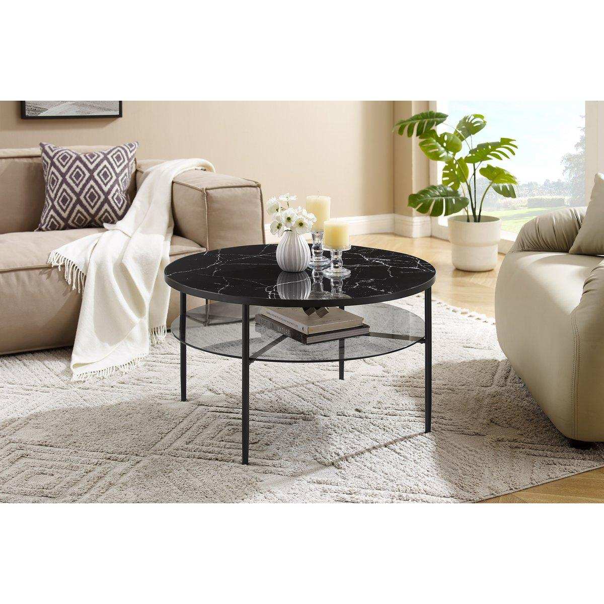 Couchtisch Ø 81 cm Schwarz - HomeDesign Knaus