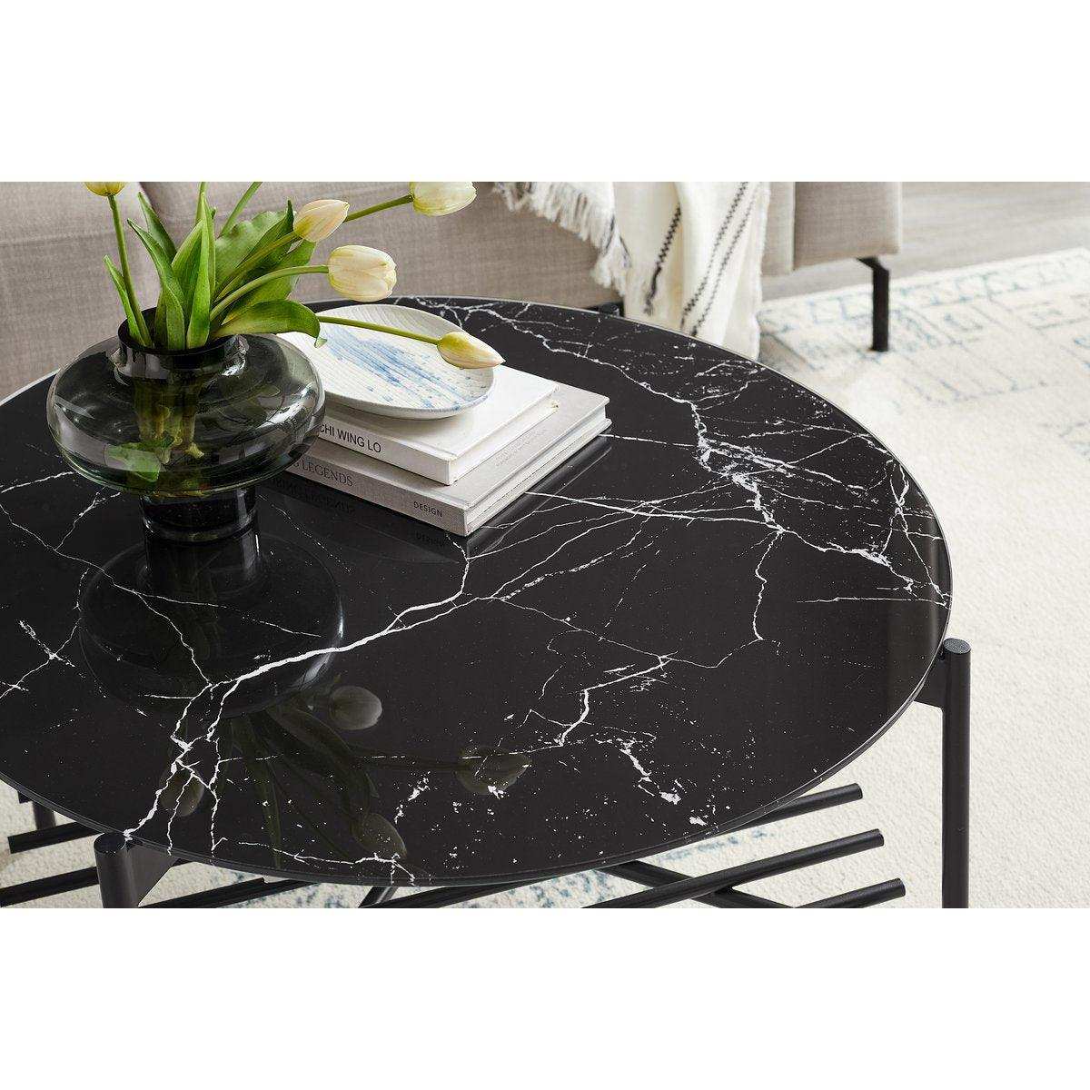 Couchtisch Ø 84 cm Schwarz - HomeDesign Knaus