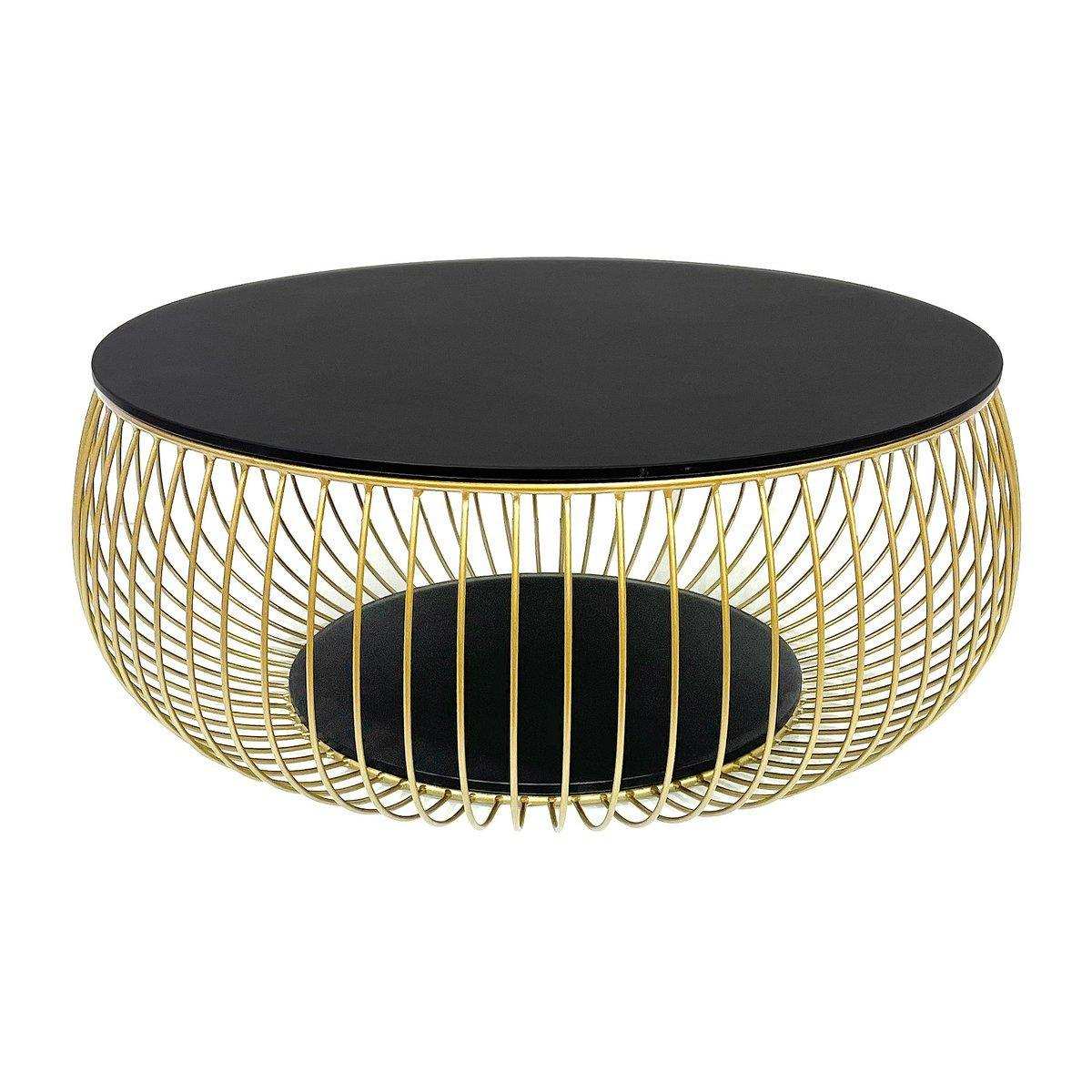 Couchtisch Ø 86 cm Schwarz/Gold - HomeDesign Knaus