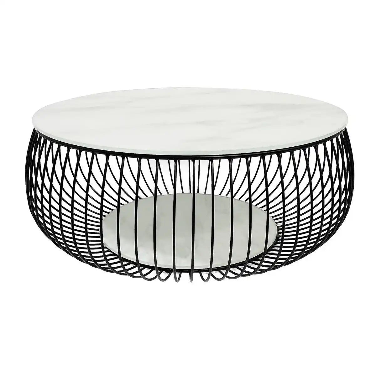 Couchtisch Ø 86 cm Schwarz/Weiß - HomeDesign Knaus