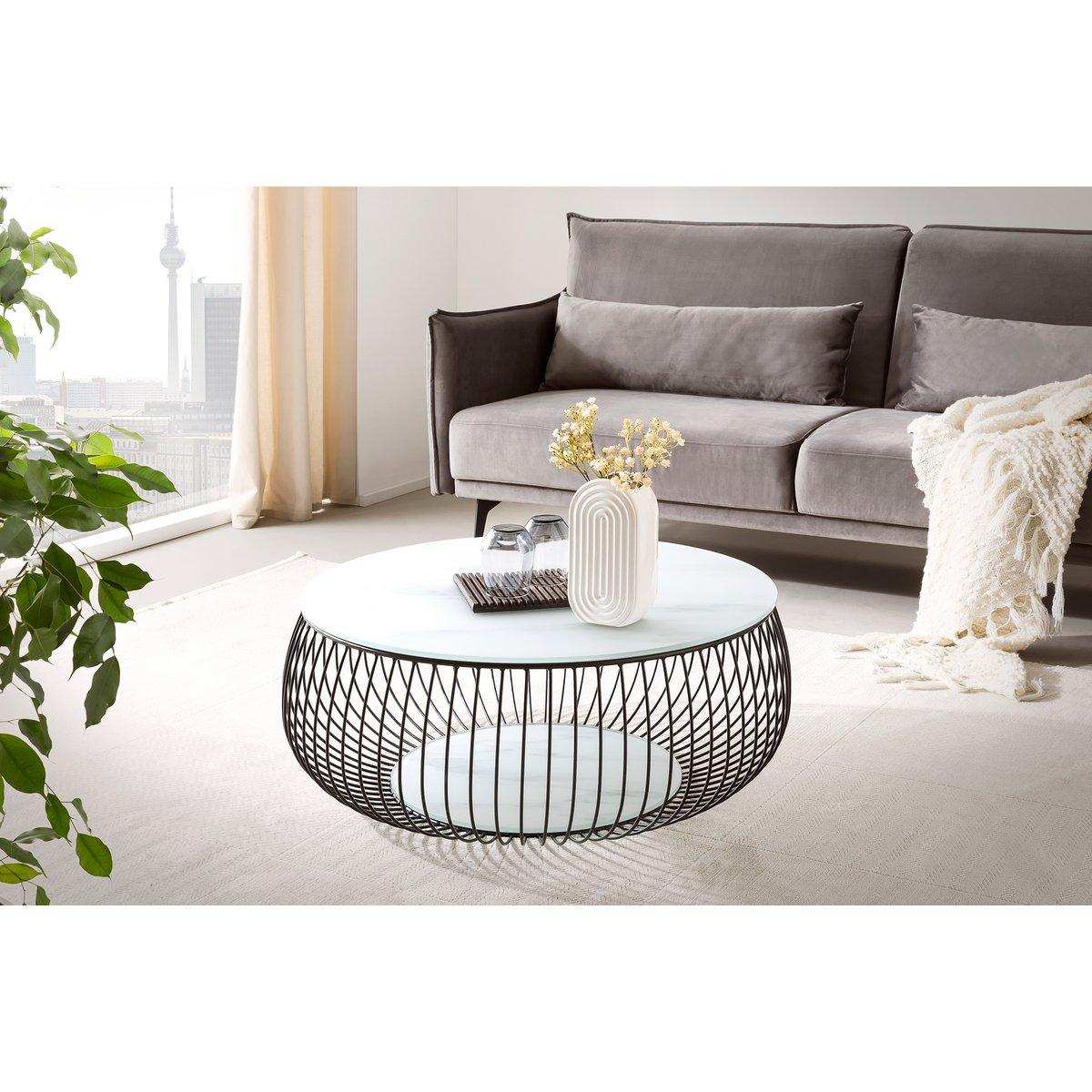 Couchtisch Ø 86 cm Schwarz/Weiß - HomeDesign Knaus