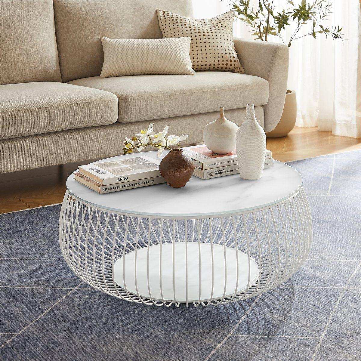 Couchtisch Ø 86 cm Weiß - HomeDesign Knaus