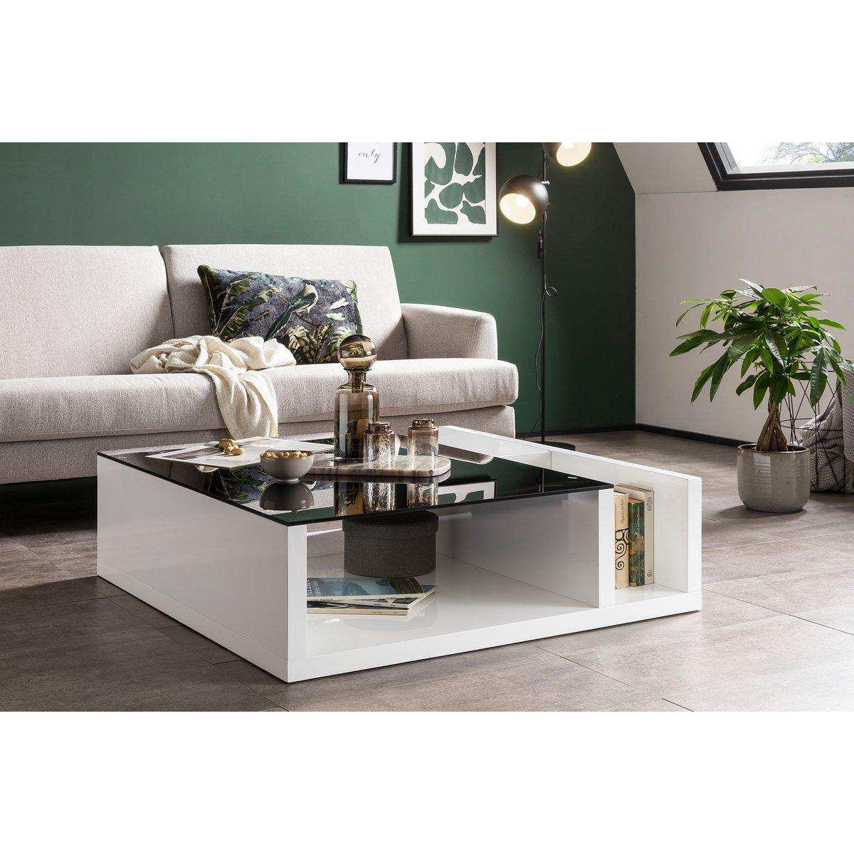 Couchtisch Weiß/Schwarz 100x100 cm - HomeDesign Knaus