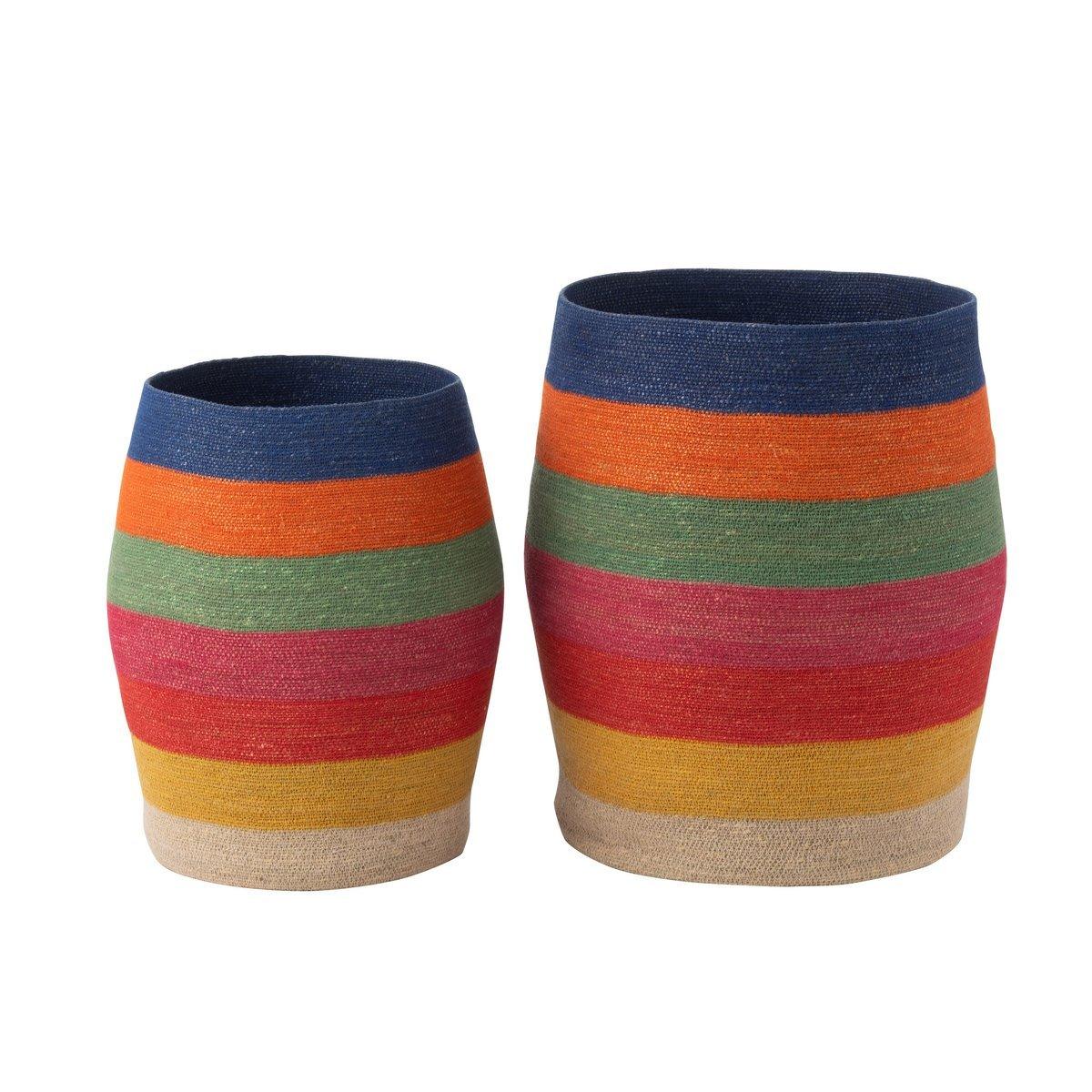 J-Line Set mit 2 Körben, Regenbogenstreifen, Seegrasmischung
