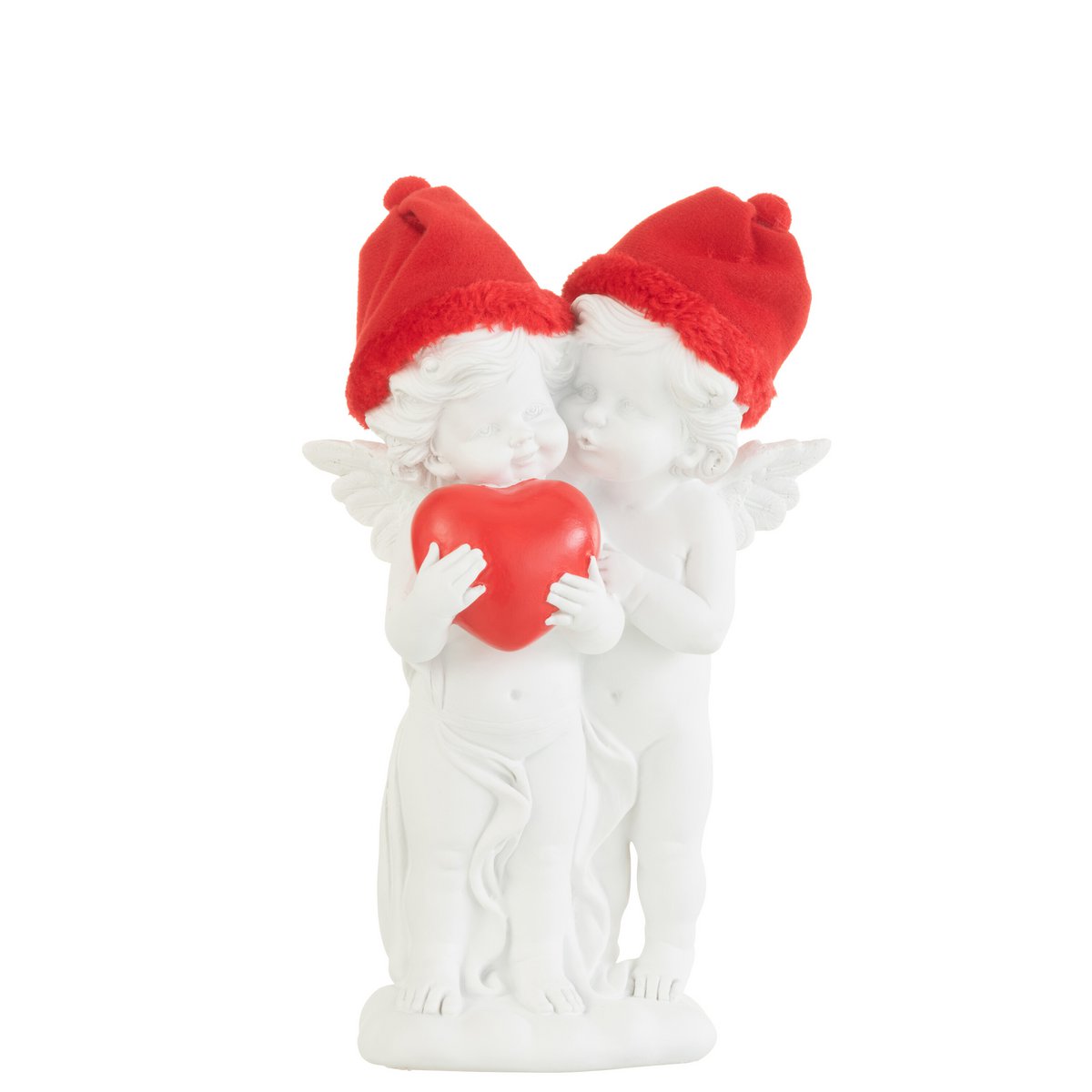 J-Line Angel Standing Hat Heart Poly Rot/Weiß