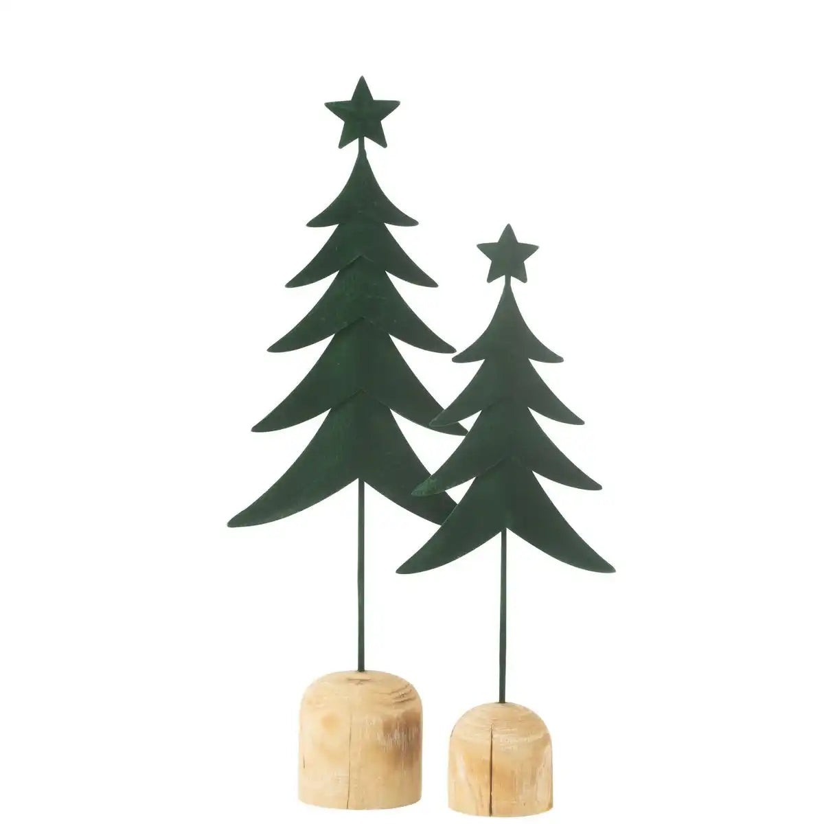 J -Line Dekoration Weihnachtsbaum zu Fuß + Stern - Metall/Holz - Grün - L.