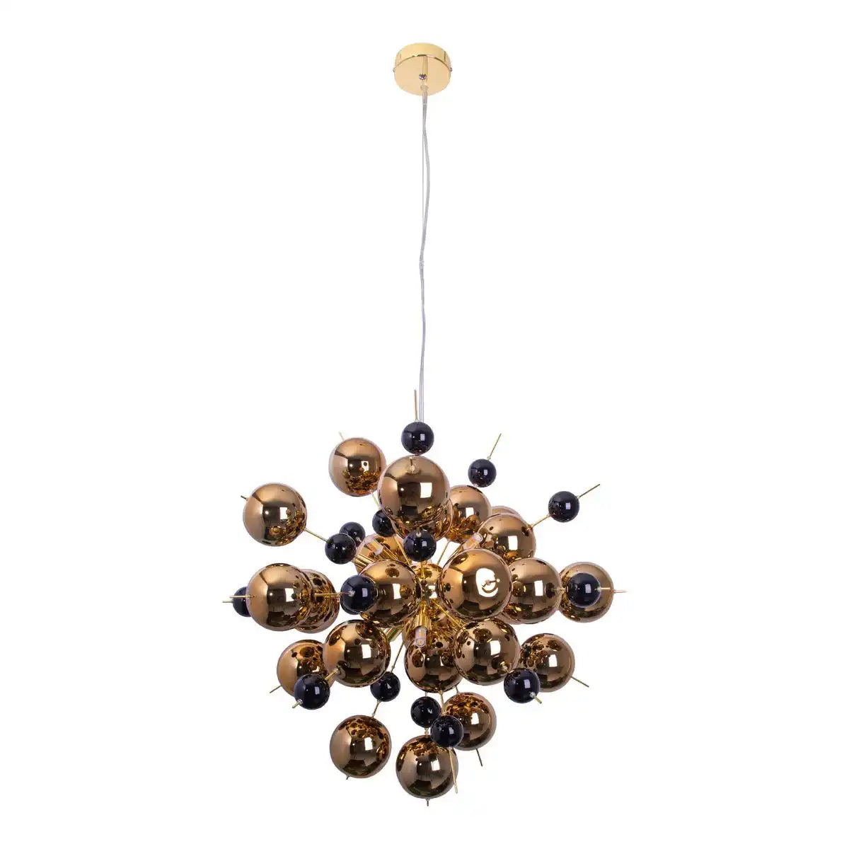 Pendelleuchte "EXPLOSION" Gold aus Metall und Glas, G9 Fassungen, Hängelampe für Esszimmer, Wohnzimmer, Diele oder Büro, Øca. 65 cm