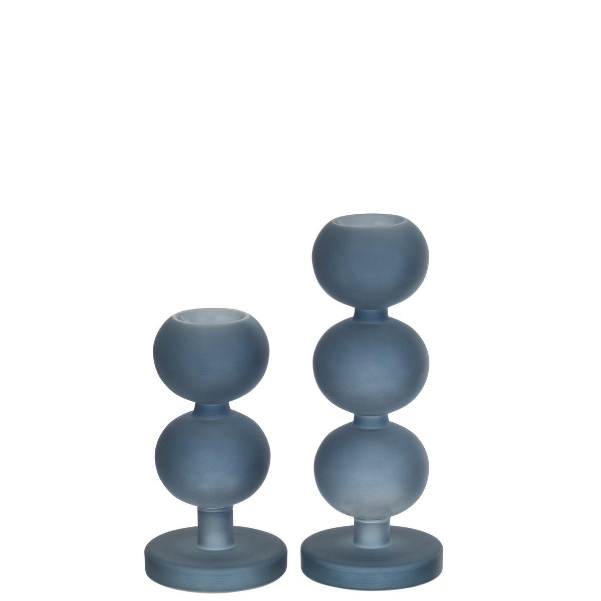 J-Line Set mit 2 Kerzenhaltern aus Malik-Glas, Blau