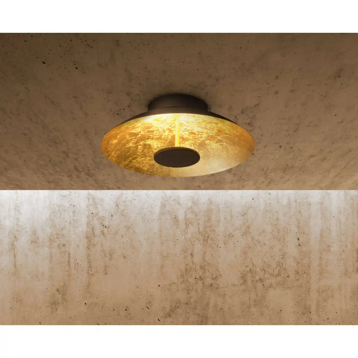 LED Deckenleuchte "FIRENZE" Deckenlampe aus Metall in Schwarz, und Gold, LED fest verbaut, Beleuchtung für Wohnzimmer, Büro oder den Eingangsberiech 40 cm Durchmesser