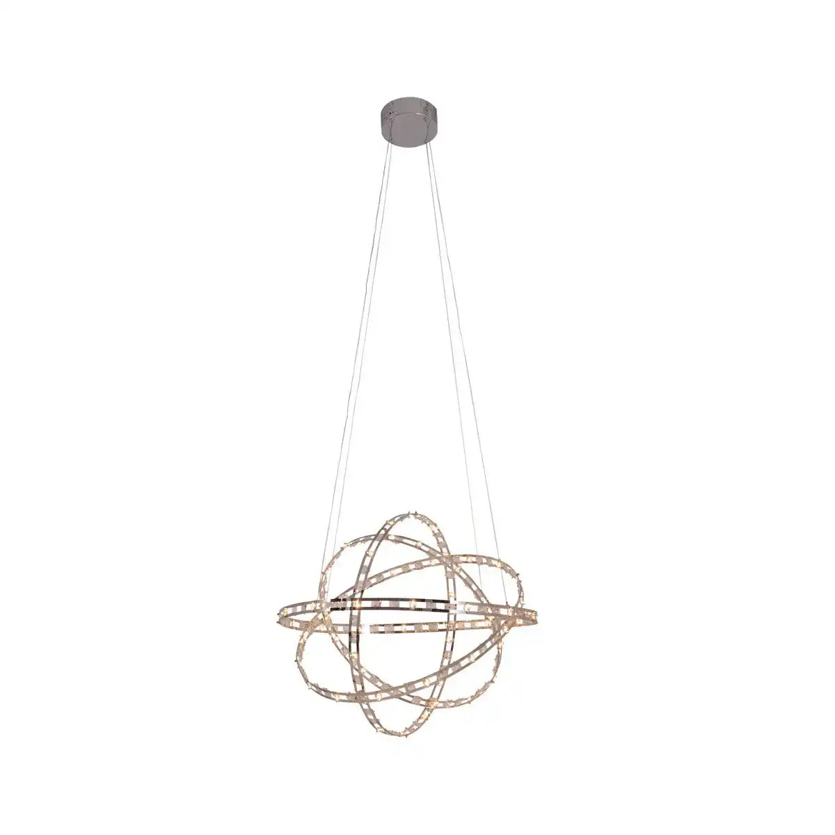 LED Pendelleuchte "COSMOS" Metall und Kunststoff in chrom, Ø60 cm, mit fest verbauten LEDs, Beleuchtung für Wohnzimmer, Esszimmer oder Büro.