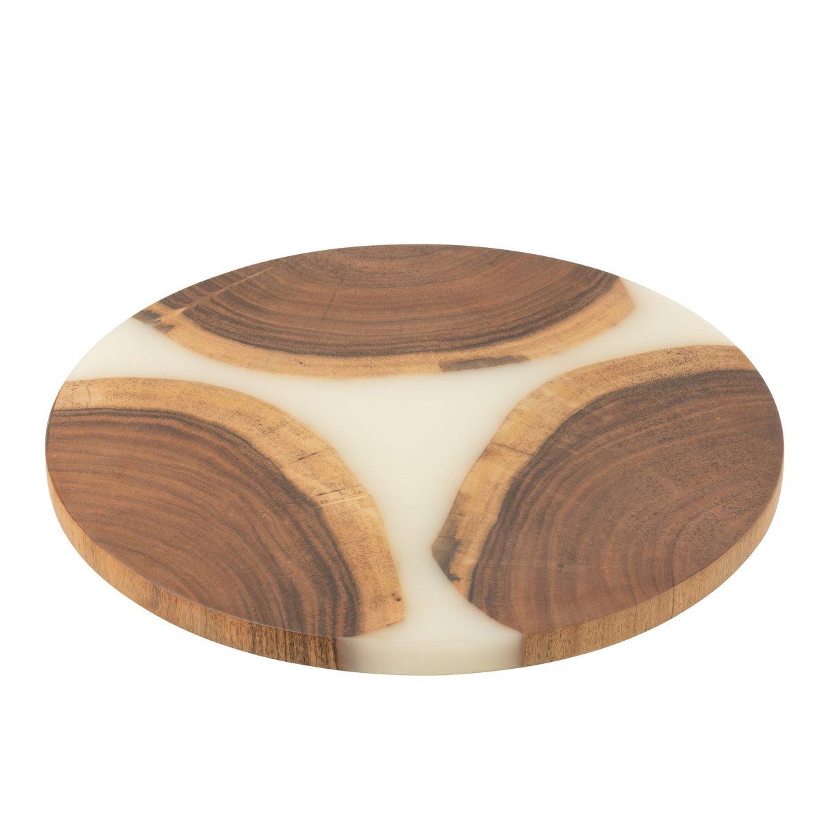 J -line Snijplank Round - Holz/Epoxidharz - Natural/Weiß
