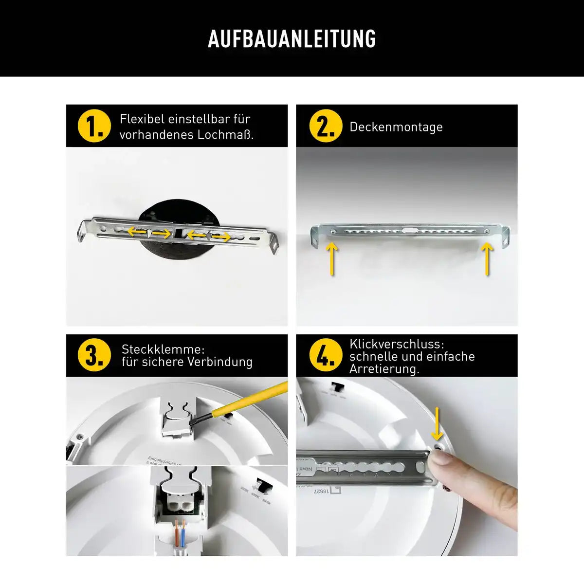 LED Deckenleuchte "BONUS" Ø29 cm, Funktionsleuchte Einbau- und Aufbau möglich, Deckenlampe aus Metall und Kunststoff in weiß, mit fest verbauten LEDs, inkl. CCT-Farbwechsler