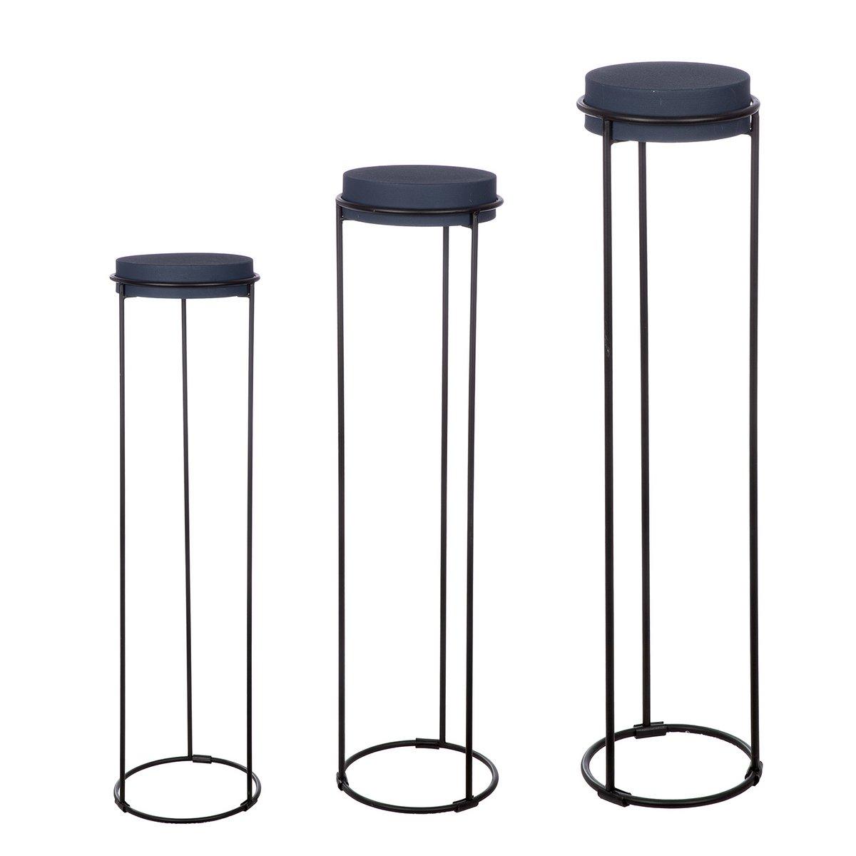 3er Set Deko-Säule Leila nachtblau, H.101 cm