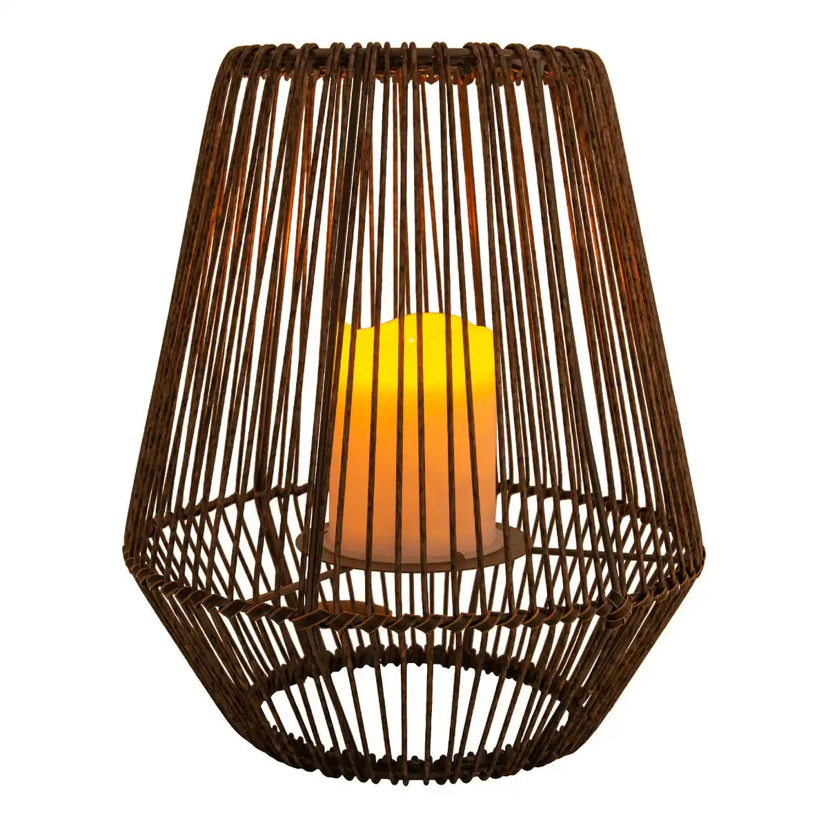 LED Solarleuchte "PLASTO" Ø 26 cm Außendeko aus braunem Metall und Kunststoff