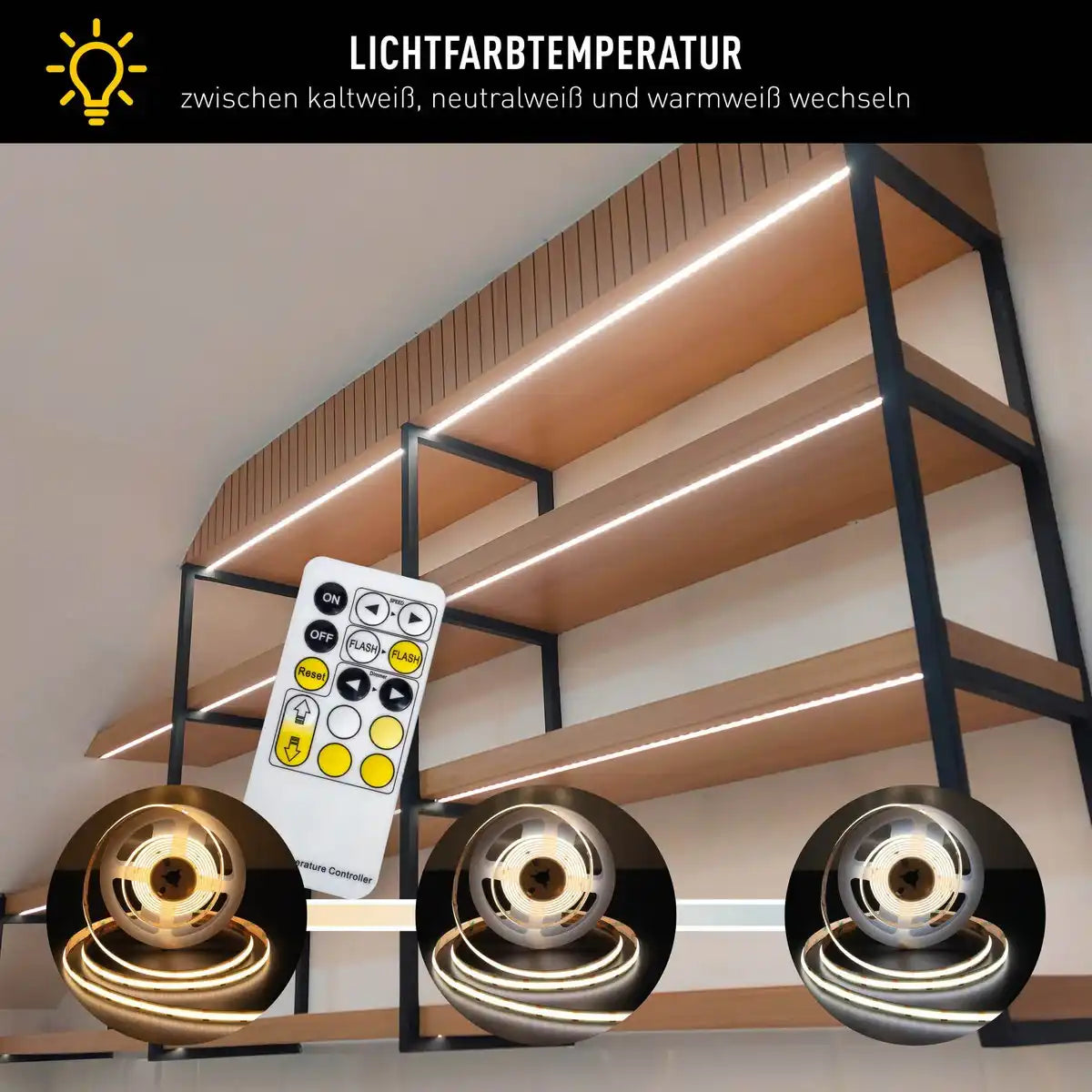COB-LED-Stripe Länge 3 m, CCT-Funktion, aus Kunststoff klar/transparent, mit integrierten LEDs