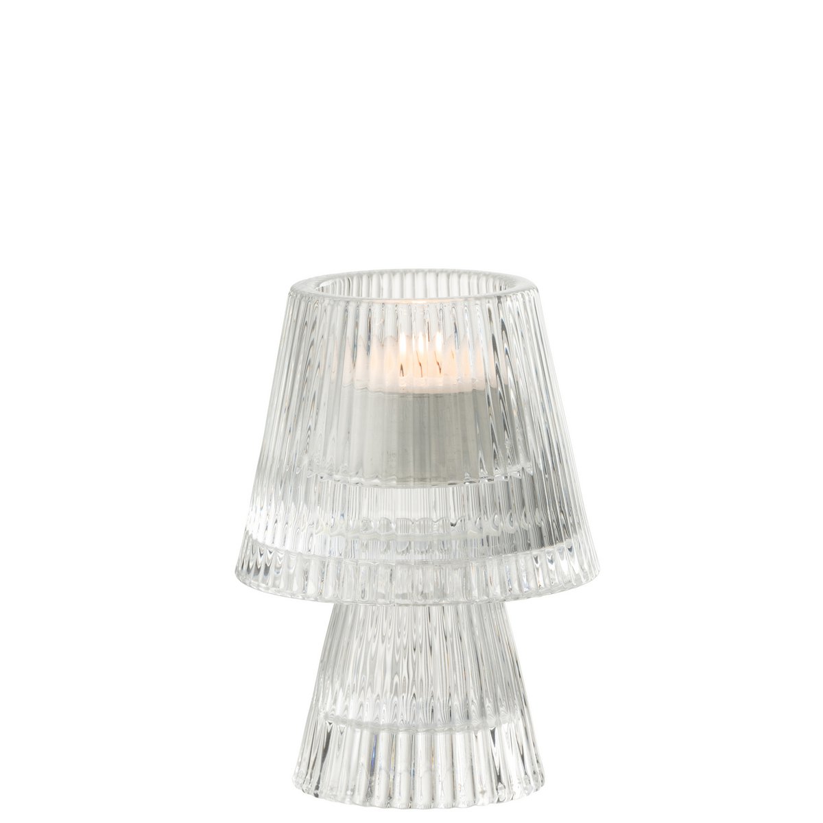 J-Line Teelichthalter Hat Glas Transparent