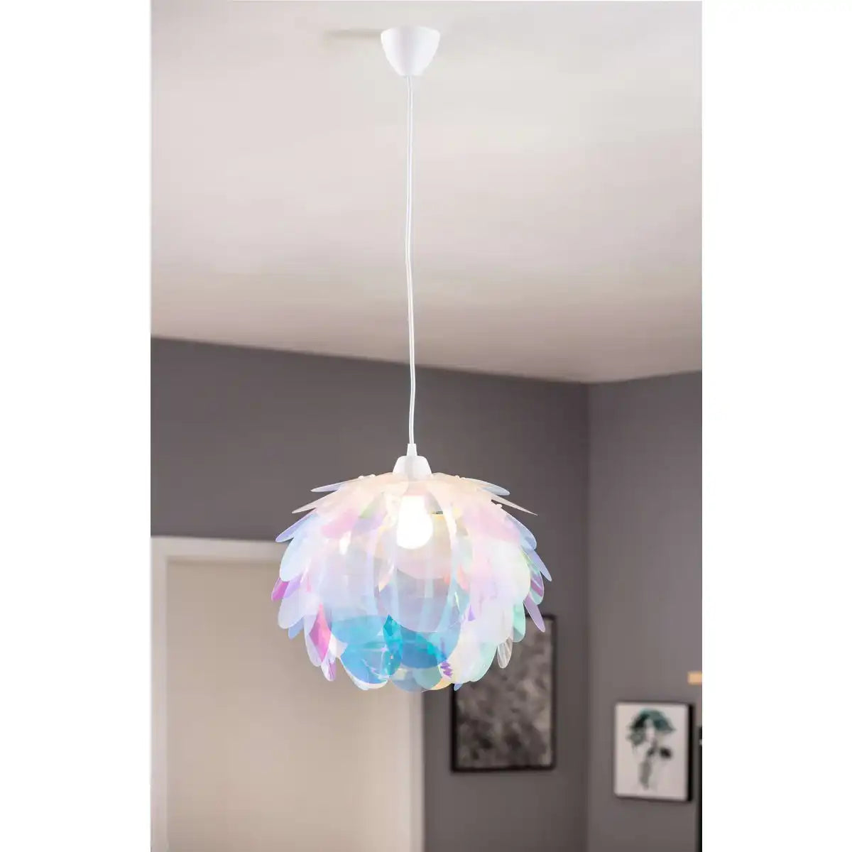 Pendelleuchte "FORA" aus Metall und irisierendem Kunststoff, E27-Fassung, Beleuchtung für Wohnzimmer, Esszimmer und Büro, Ø40 cm