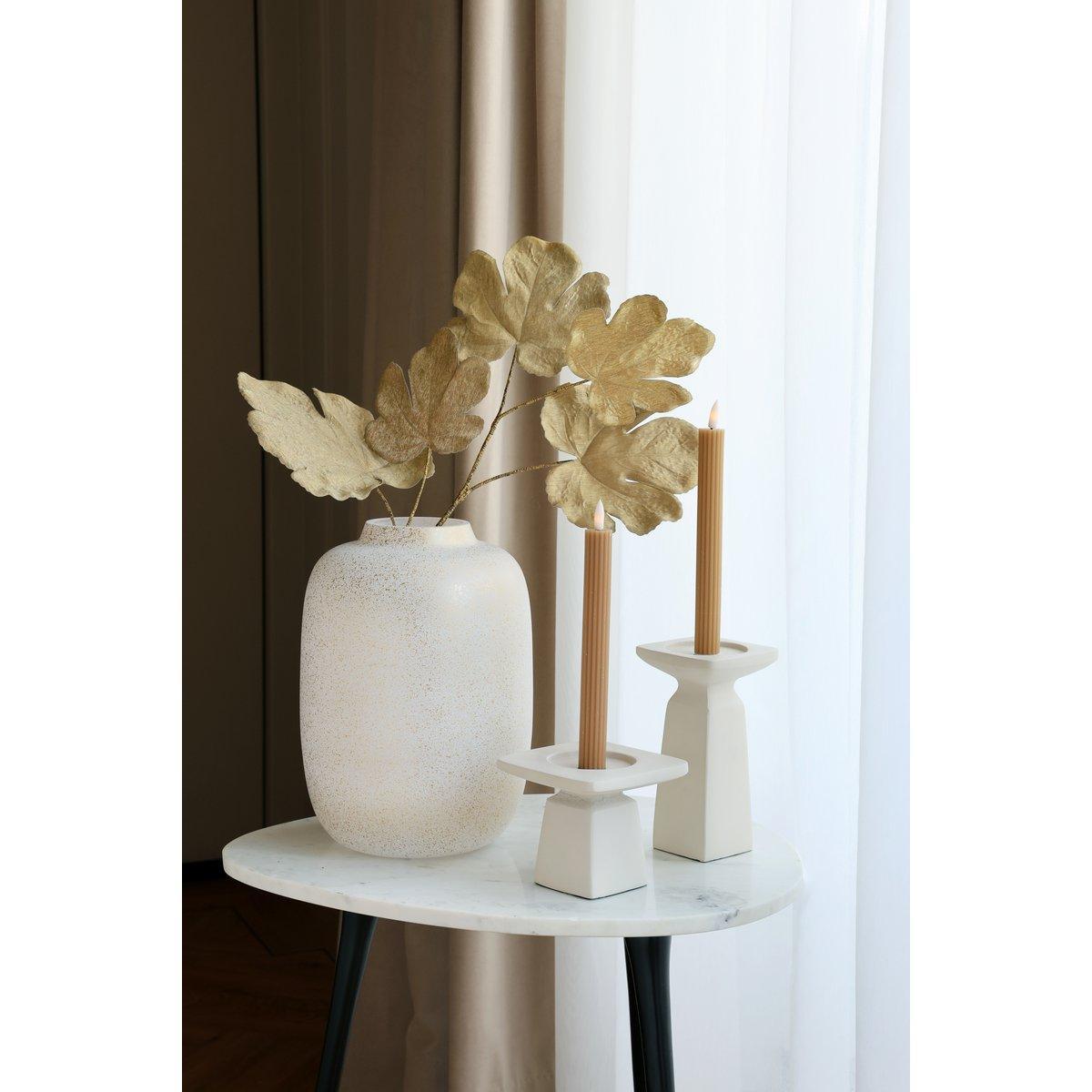 Designer Blumenvase Glasvase weiß Gold Handarbeit