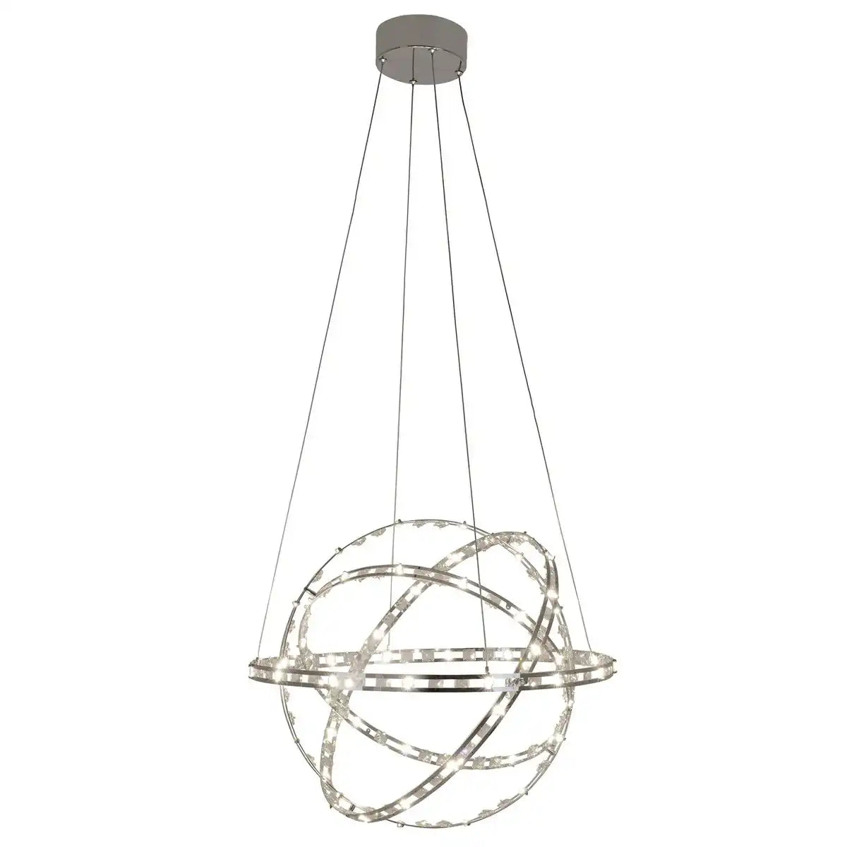 LED Pendelleuchte "COSMOS" Metall und Kunststoff in chrom, Ø60 cm, mit fest verbauten LEDs, Beleuchtung für Wohnzimmer, Esszimmer oder Büro.
