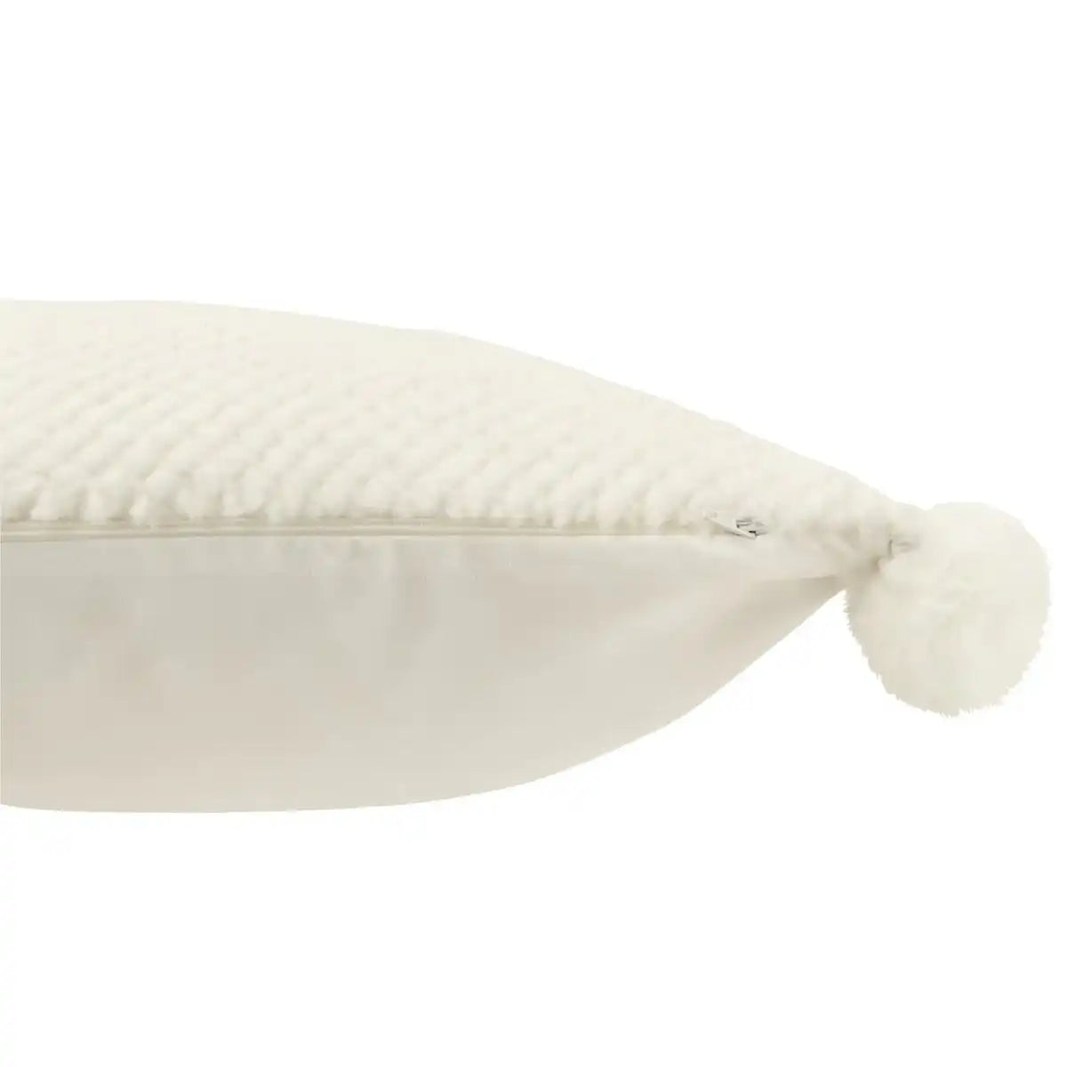 J-Line Kissen Weiche Pompons Polyester Weiß