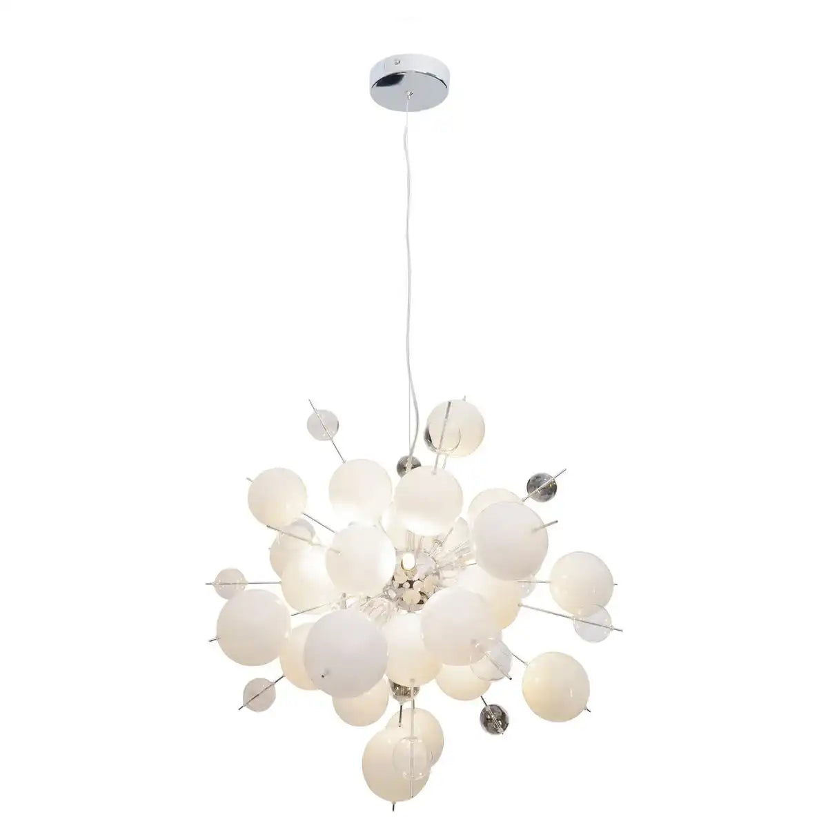 Pendelleuchte "EXPLOSION" weiß aus Metall und Glas, G9 Fassungen, für Esszimmer, Wohnzimmer, Diele oder Büro, Hängelampe Øca 65 cm