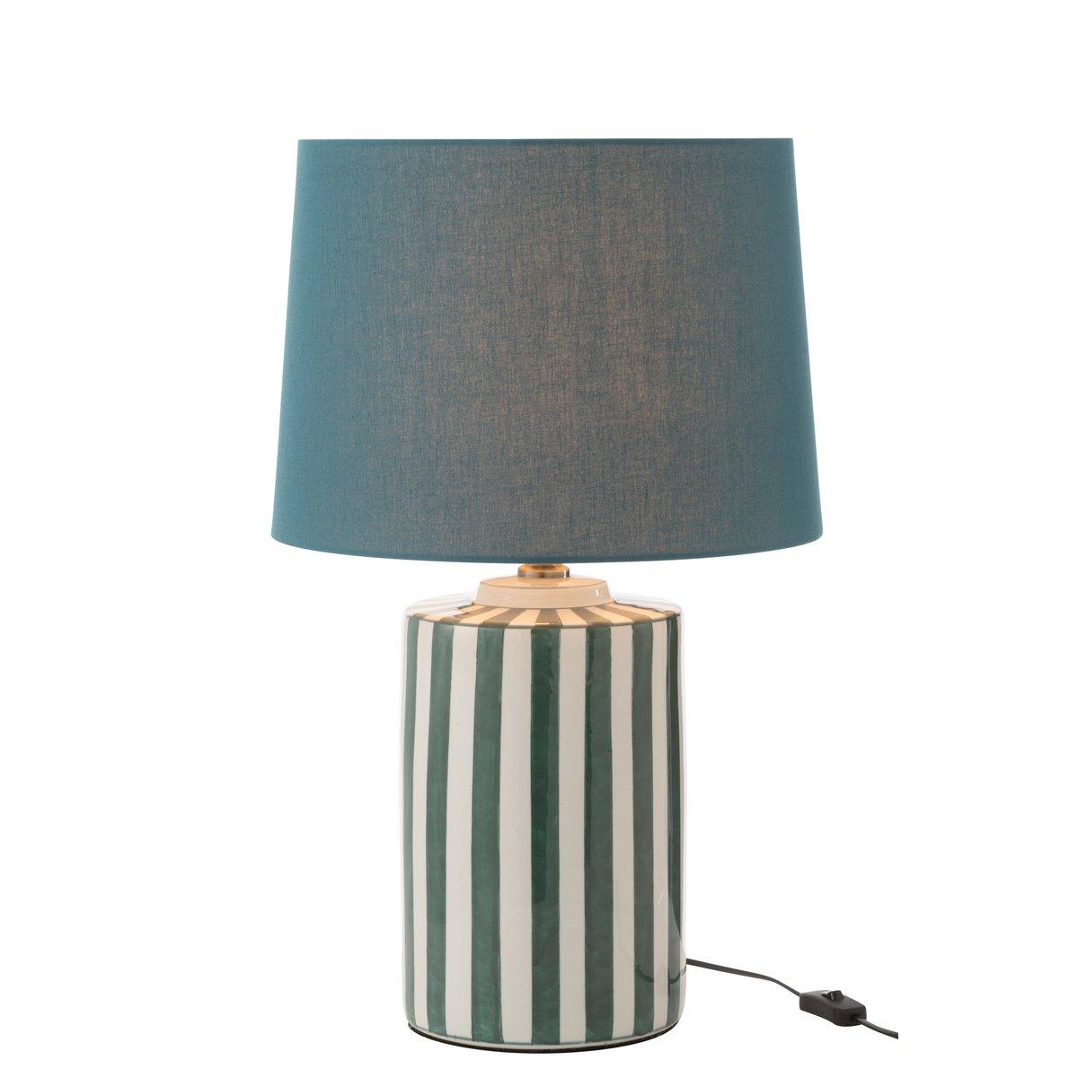 J-Line Lampe+Lampenschirm Listra Stripes Porzellan Grün/Weiß