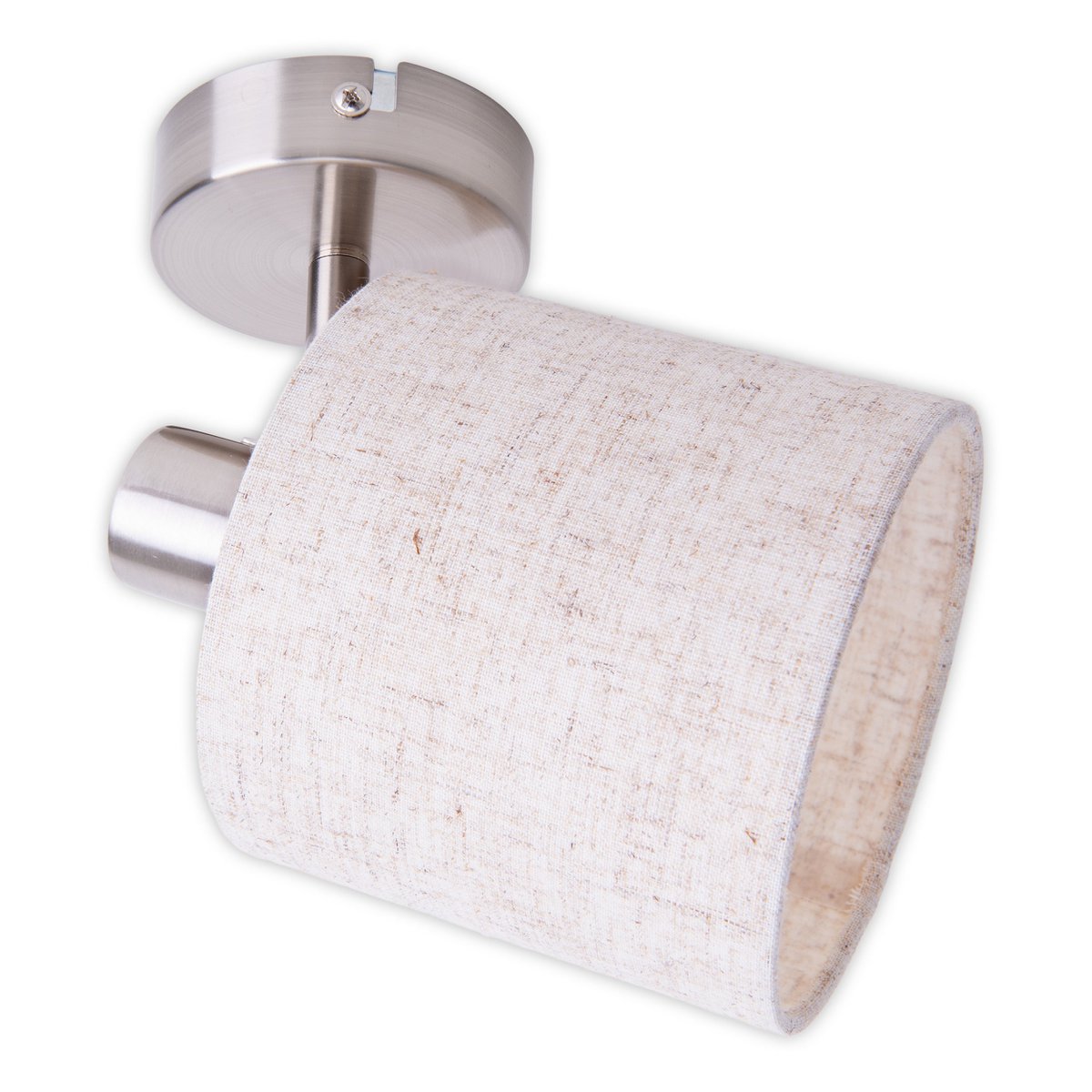 1er Wand- und Deckenspot "MARON" aus Metall satiniert-matt mit Stoffschirm in Natur, mit E14-Fassung, Lampe für Wohnzimmer, Esszimmer, Flur und Büro, ca. 17 x 12 cm