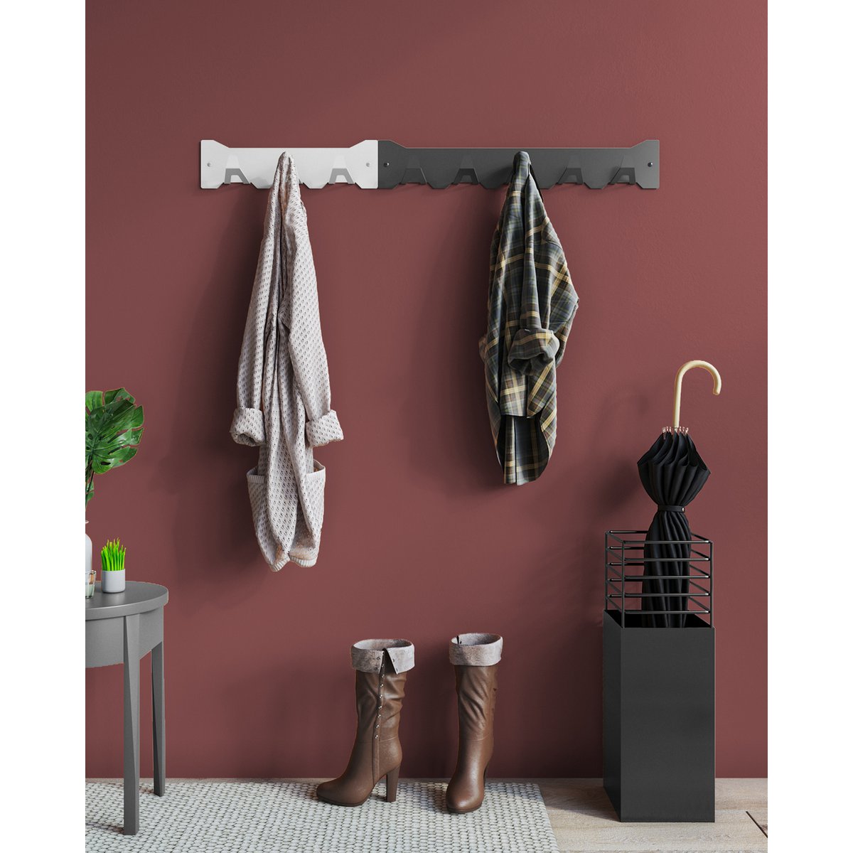 Gorillz Triangle Three – Industrial – Wandgarderobe – 3 Kleiderhaken – Schwarz