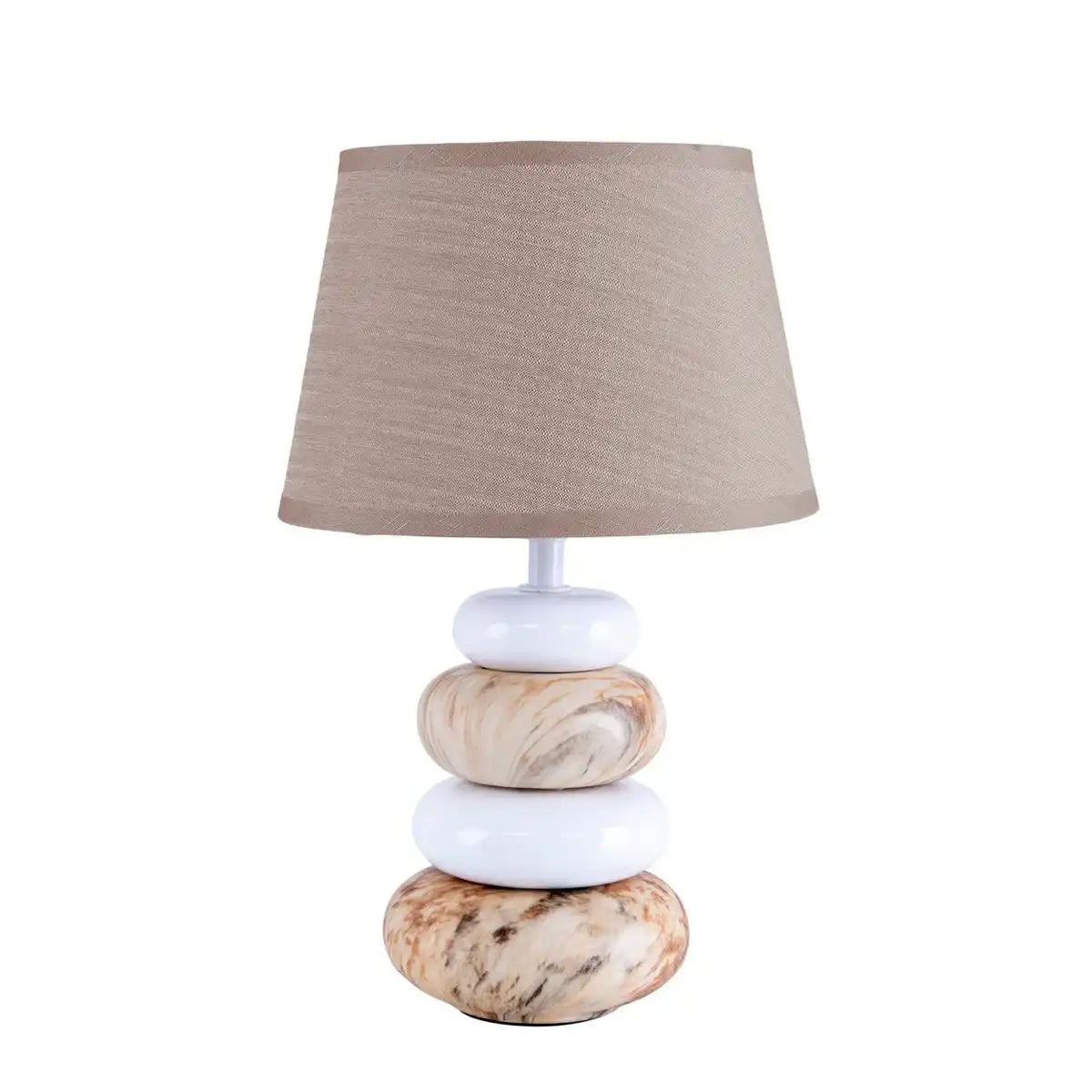 Keramik Tischleuchte "STONEY", Tischlampe aus Keramik in Braun, mit E14-Fassung, Tischlampe für Esszimmer, Wohnzimmer, Diele oder Büro, oder als Nachttischlampe, 31 cm hoch