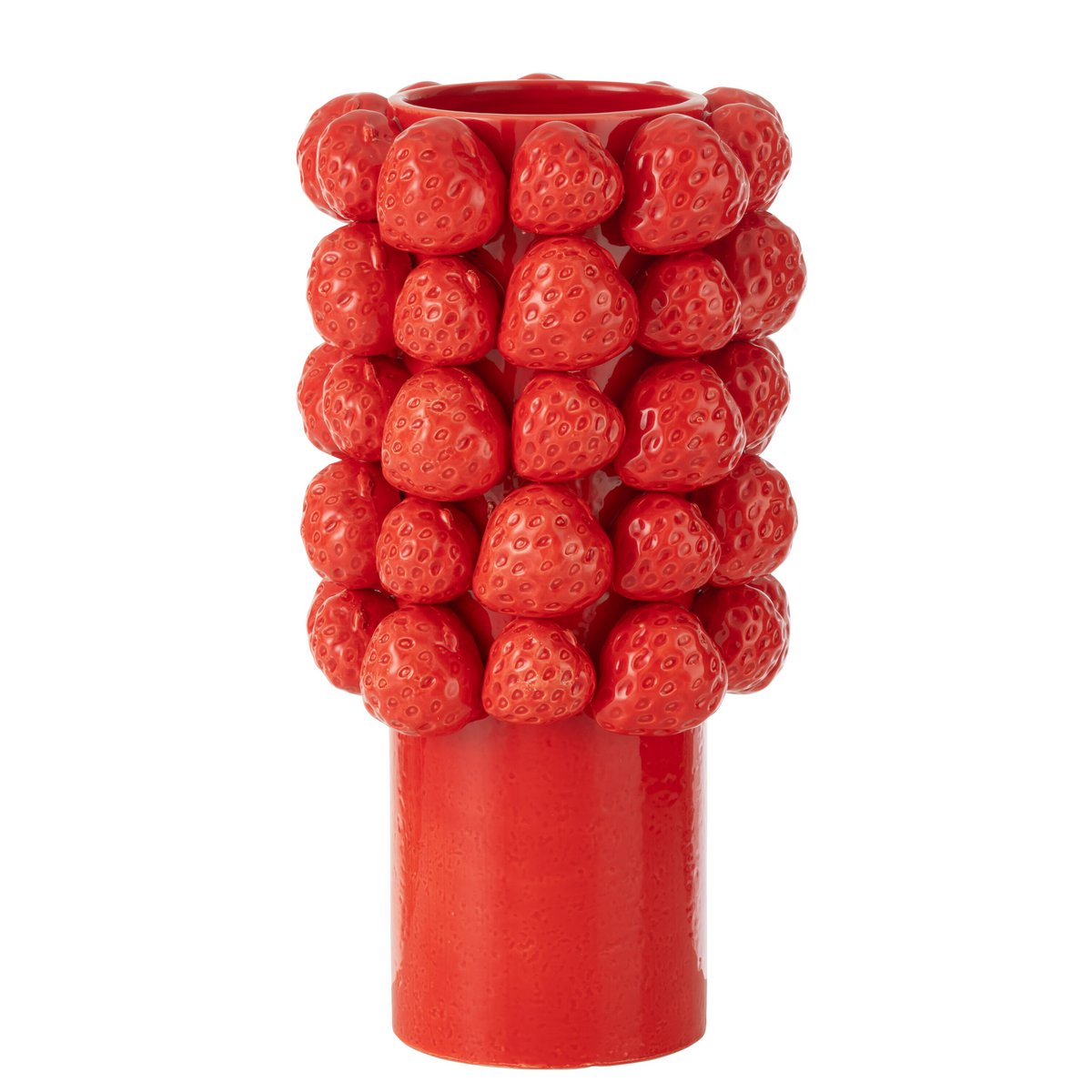 J -Line Vase Erdbeeren - Keramik - Rot - groß - 34,5 cm hoch