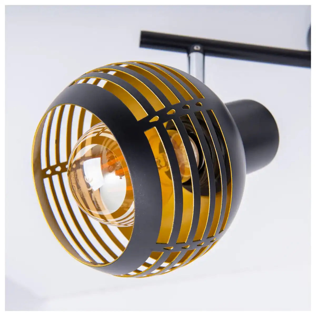 2er Wand- und Deckenleuchte Spot "CASCO" aus Metall in Schwarz, und Gold, mit E27-Fassung, 36 x 12 x 15 cm. Stilvolle Beleuchtung für Wohnzimmer, Esszimmer oder Küche.