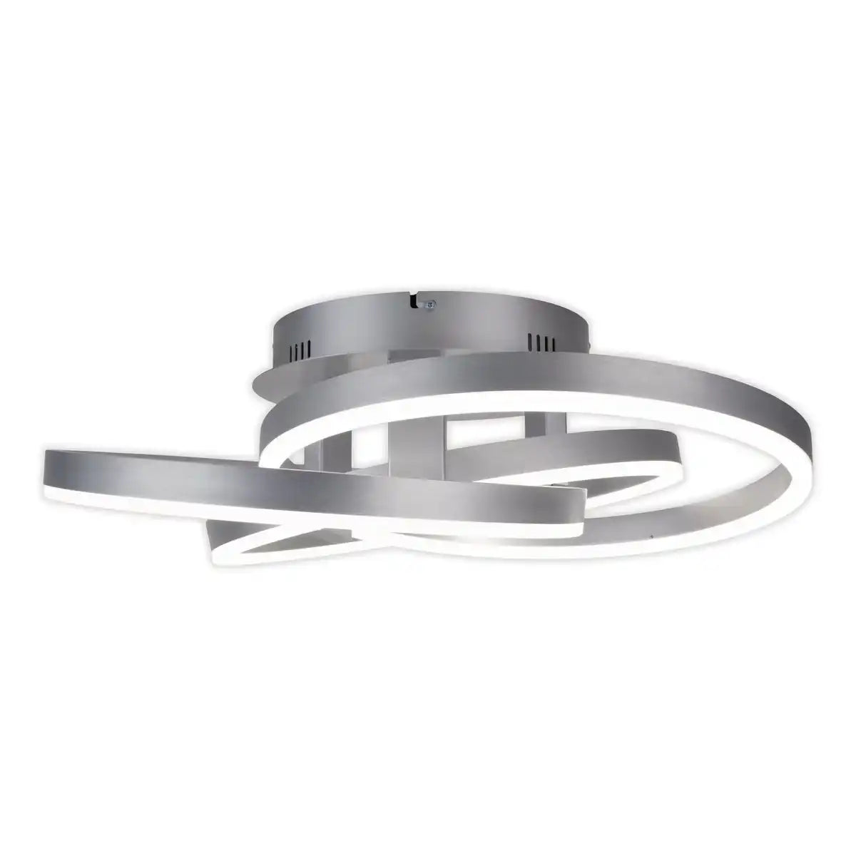 Smart Home LED Deckenleuchte "DIVORA" Ø 58cm, Deckenlampe aus Metall, Aluminium gebürstet und weißem Kunststoff, mit vielen Funktionen, fest verbauten LEDs, Beleuchtung für Wohnzimmer, Esszimmer Büro oder Diele